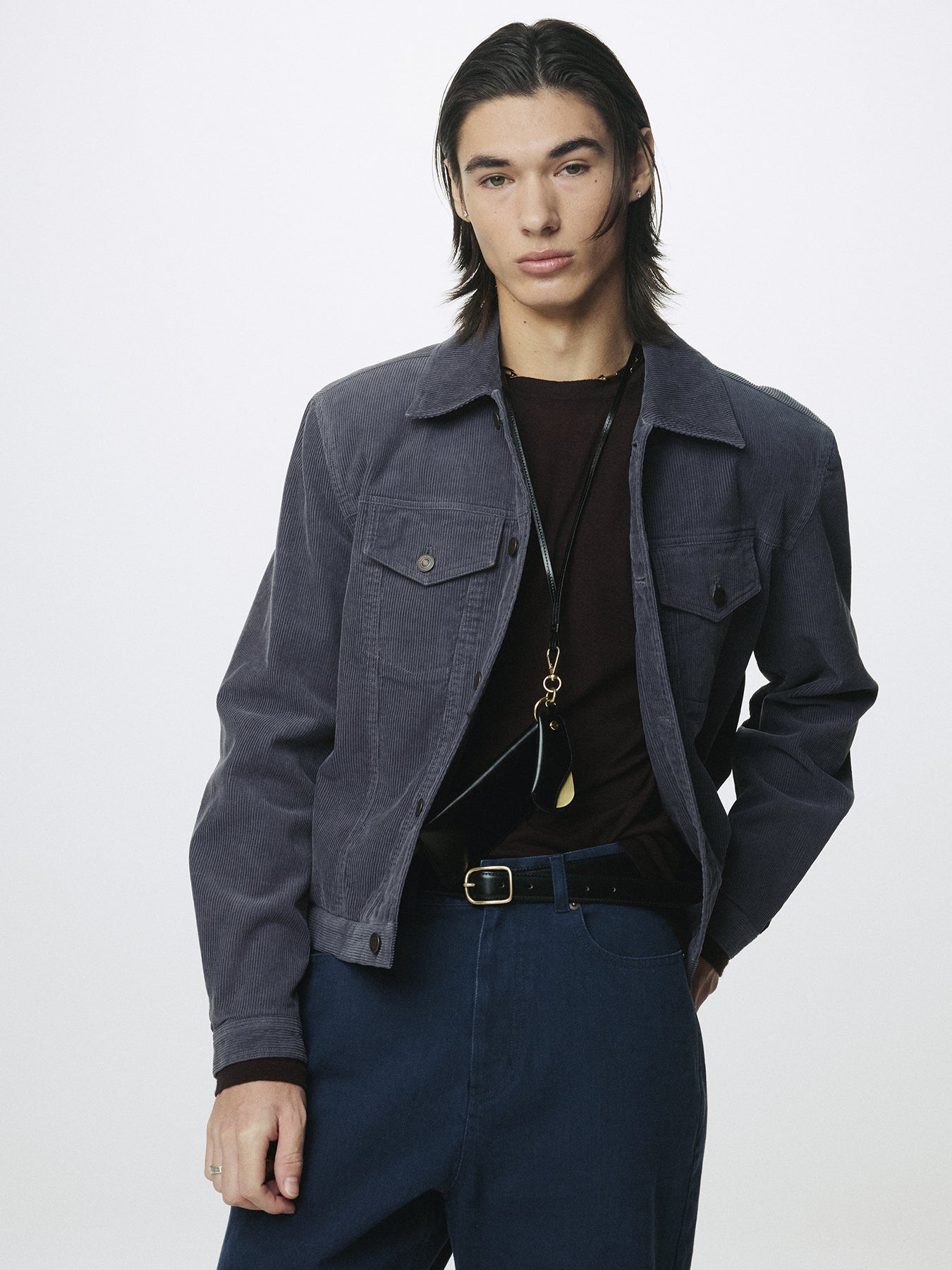 WASHED CORDUROY TYPE-3 TRUCKER_ PURPLE NAVY