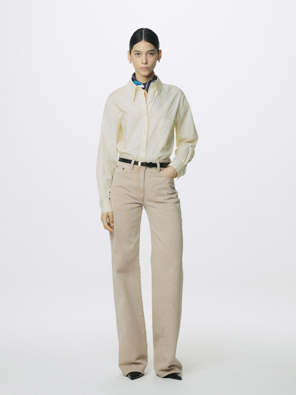 (W) WASHED COTTON STRAIGHT PANTS_ WASHED BEIGE