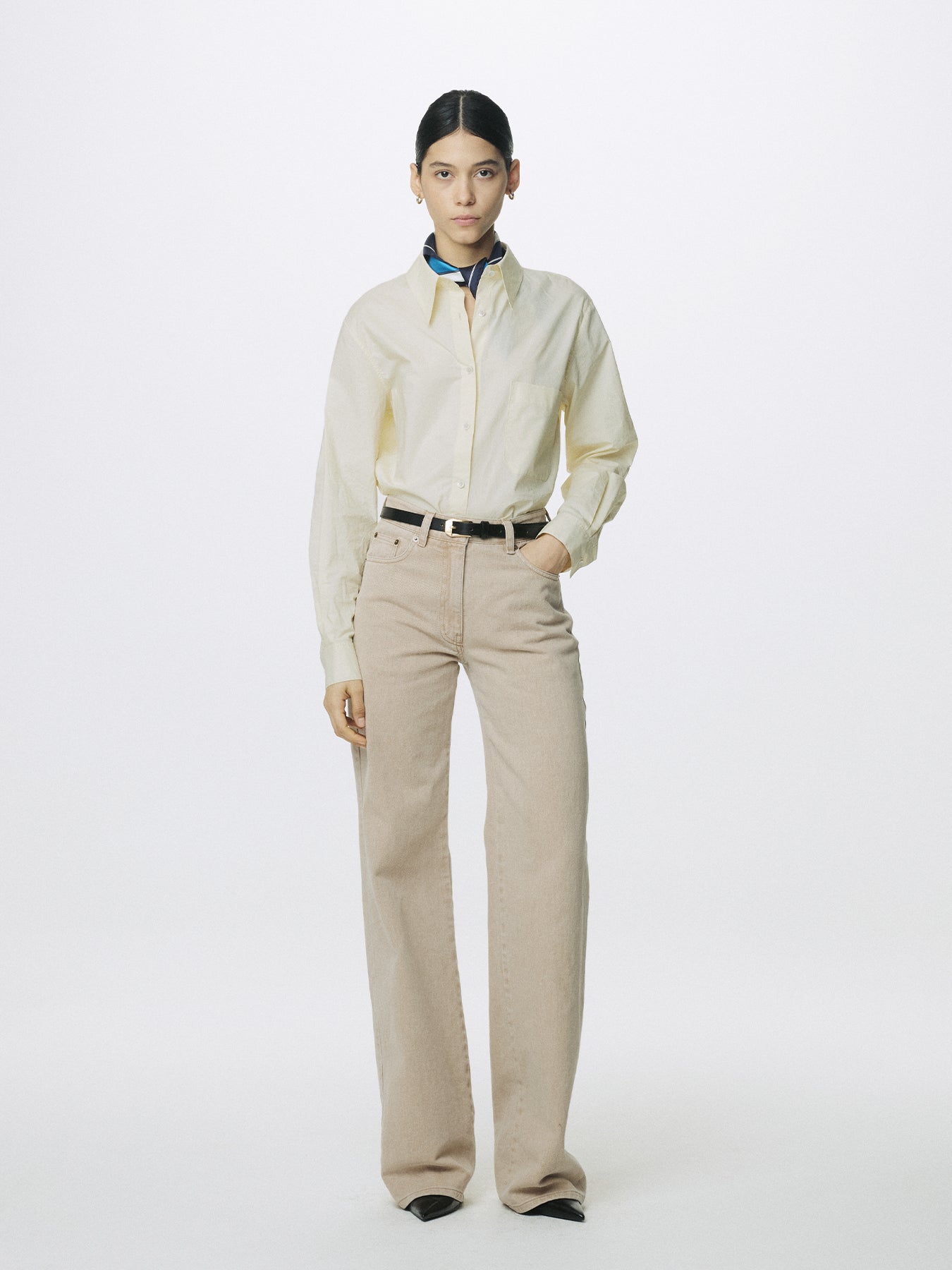 (W) WASHED COTTON STRAIGHT PANTS_ WASHED BEIGE