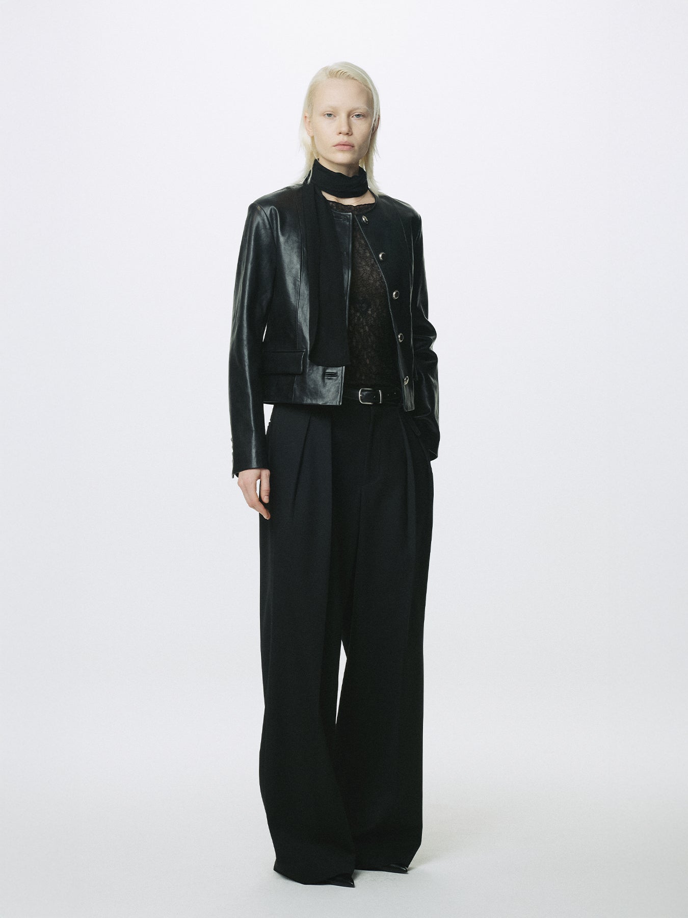 (W) LAMB LEATHER BLOUSON JACKET_ BLACK