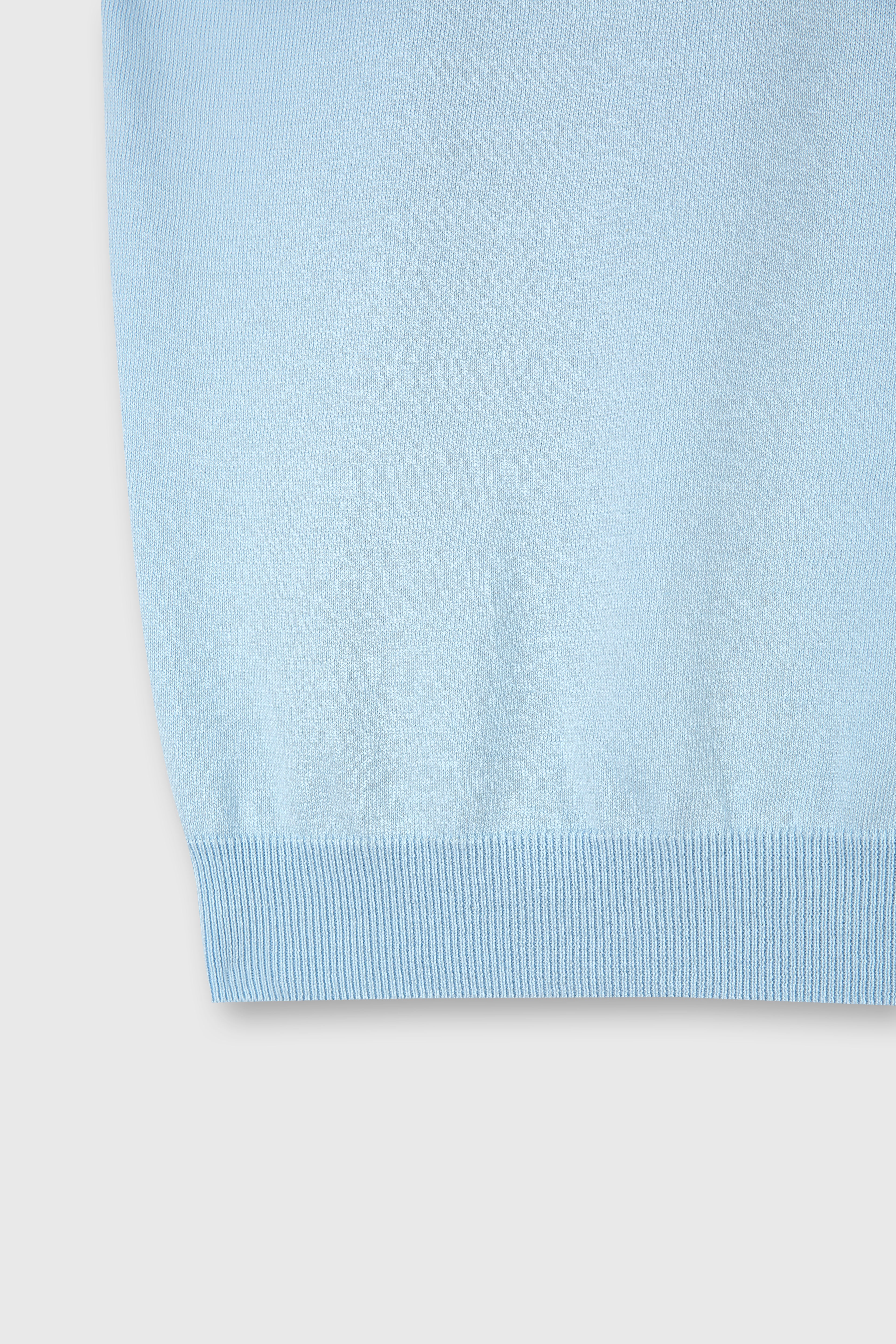 High Gauge Silk Cotton Polo Knit_ Baby Blue