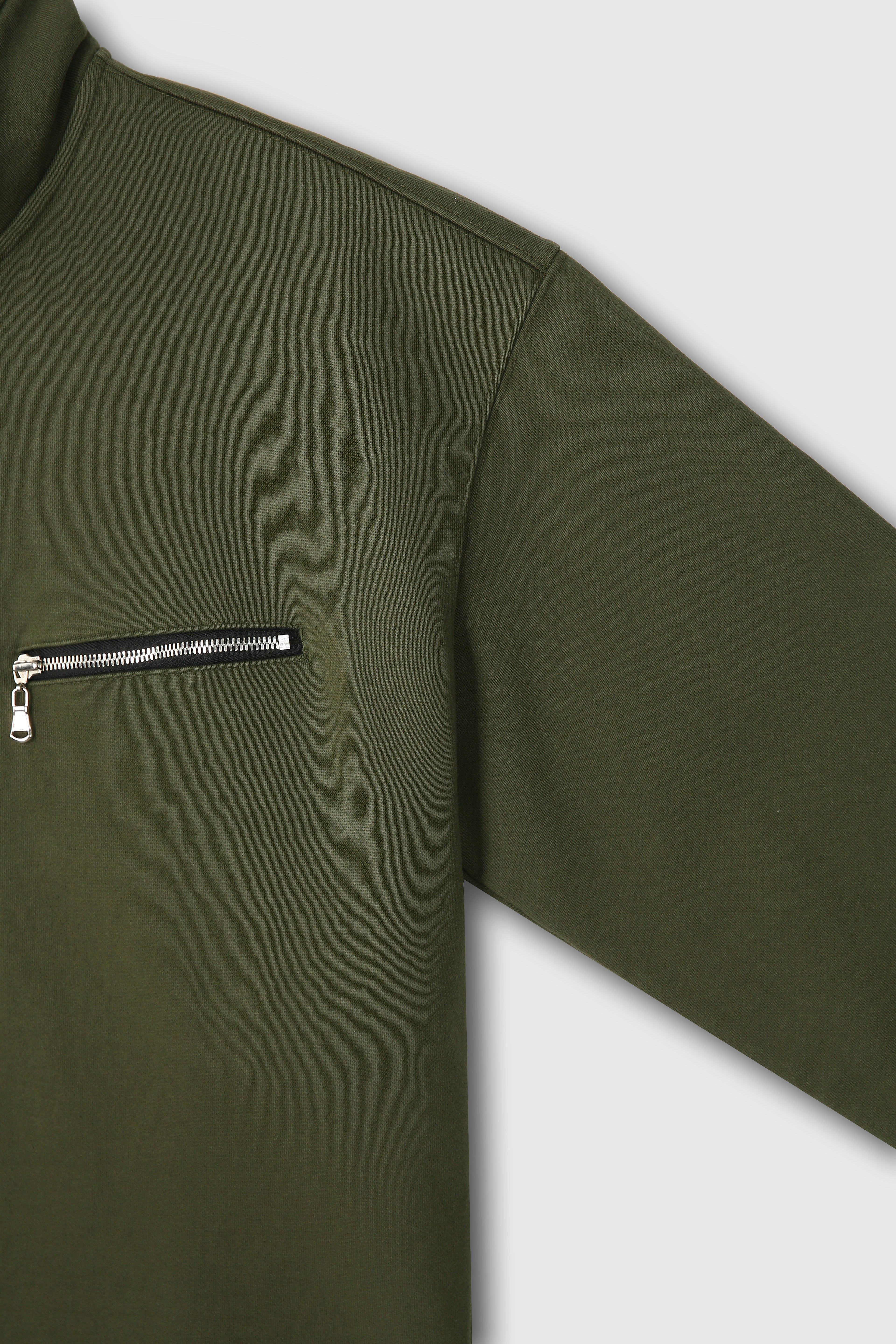 Extra Heavy Sweat Half Zip-up_ Fern Green