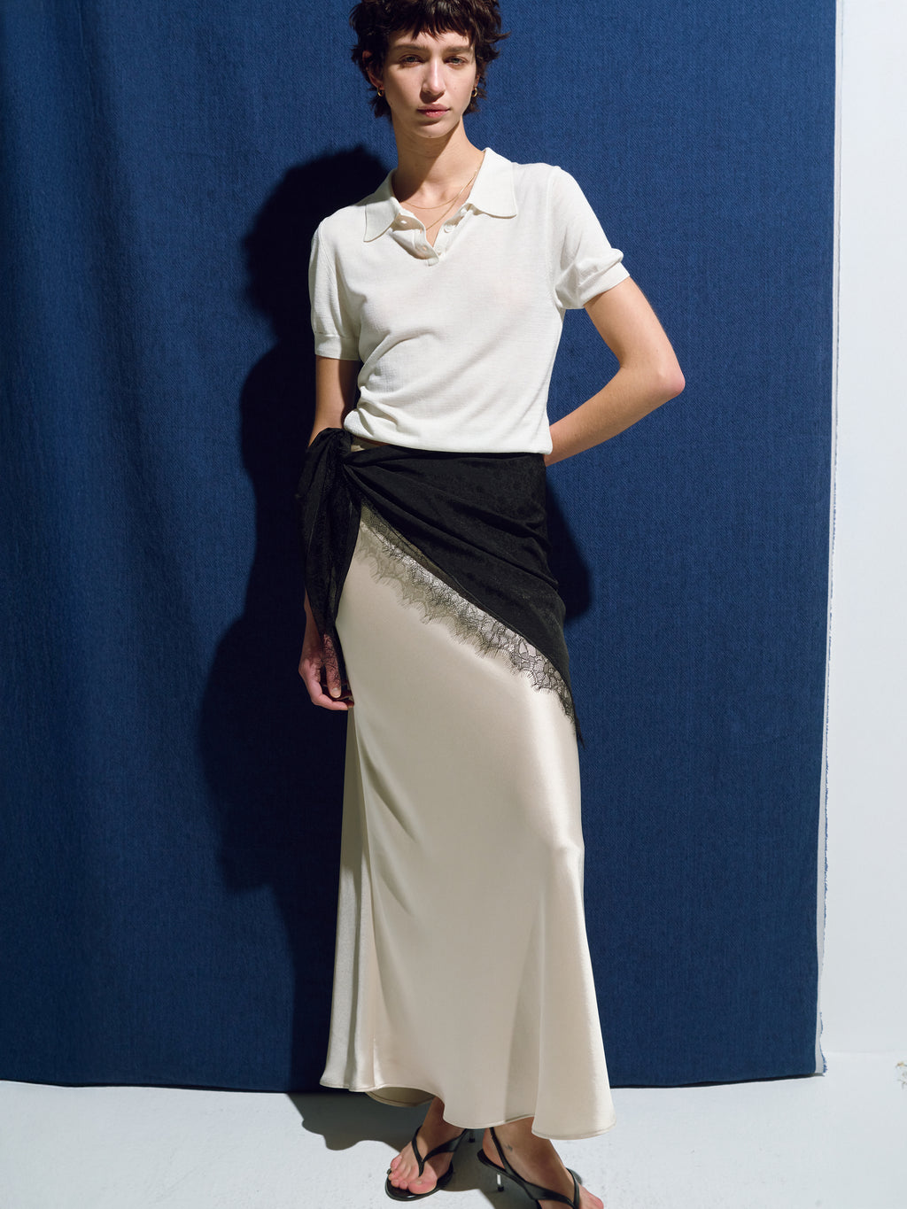 (W) SLIP MAXI SKIRT_ BEIGE