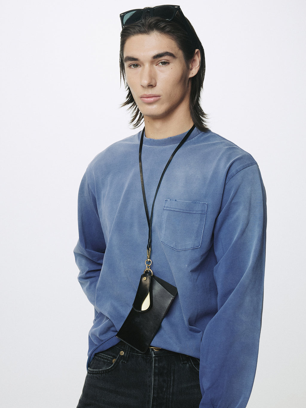GARMENT DYED LONG SLEEVE CREW_ FADED PURPLE BLUE