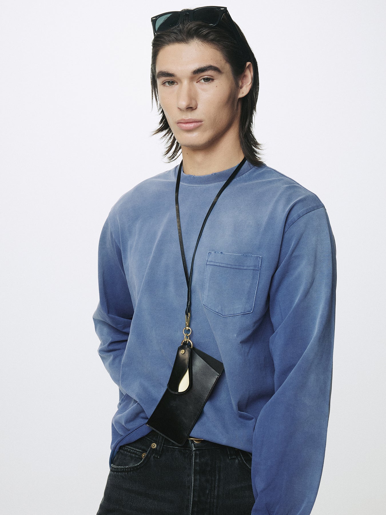 GARMENT DYED LONG SLEEVE CREW_ FADED PURPLE BLUE