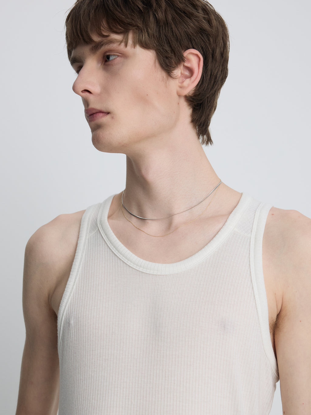 SILK LYOCELL RIB TANK TOP (JAPANESE FABRIC) _ WHITE