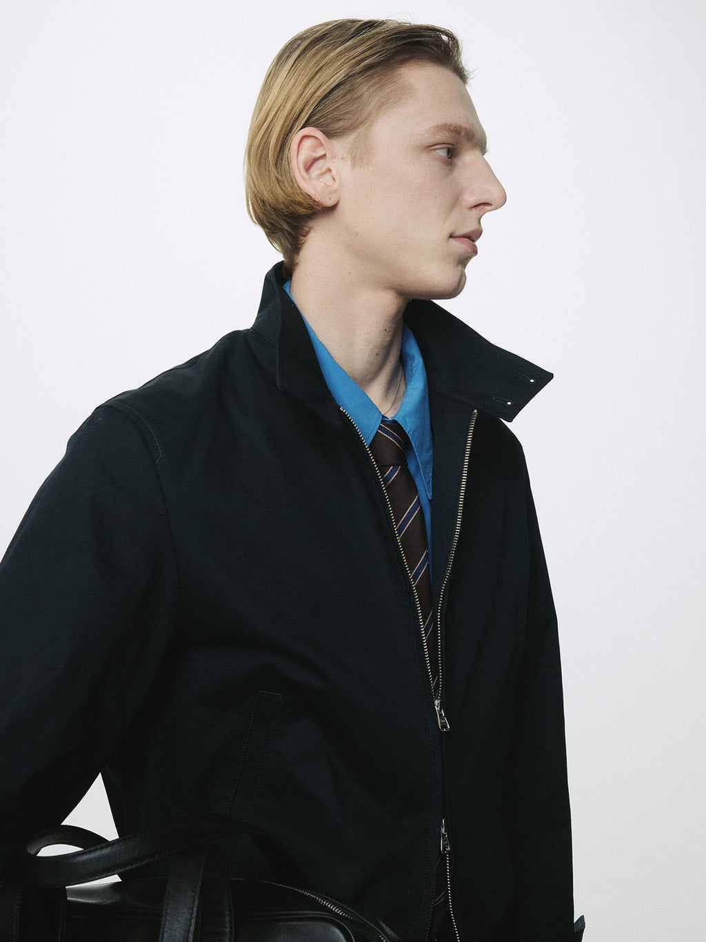 HIGH DENSITY COTTON HARRINGTON JACKET_ NAVY