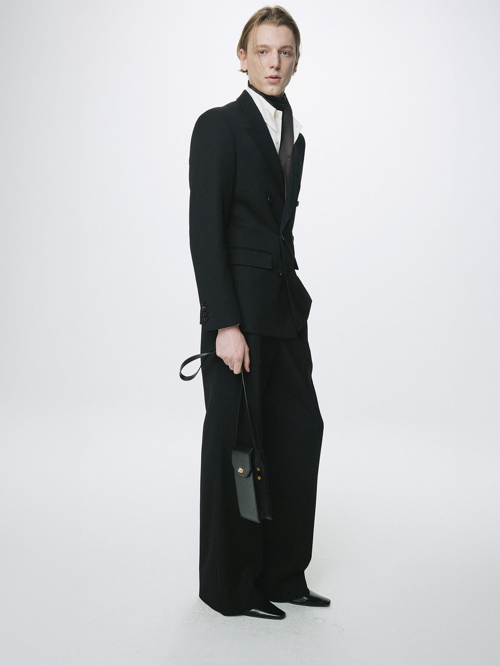 WOOL DOUBLE-BREASTED TAILORED JACKET_ BLACK