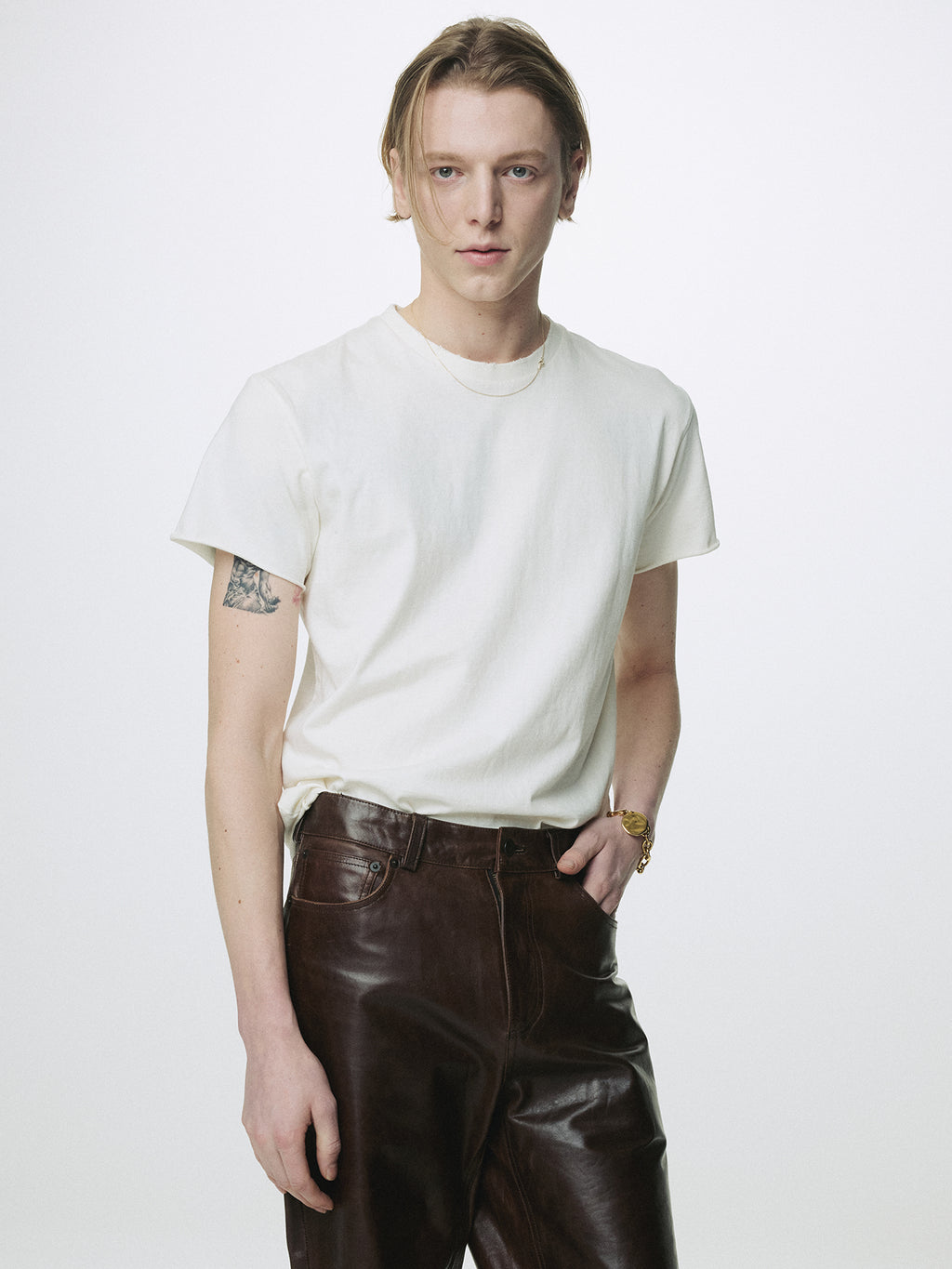 GARMENT DYED RAW EDGE T-SHIRT_ SALT PIGMENT