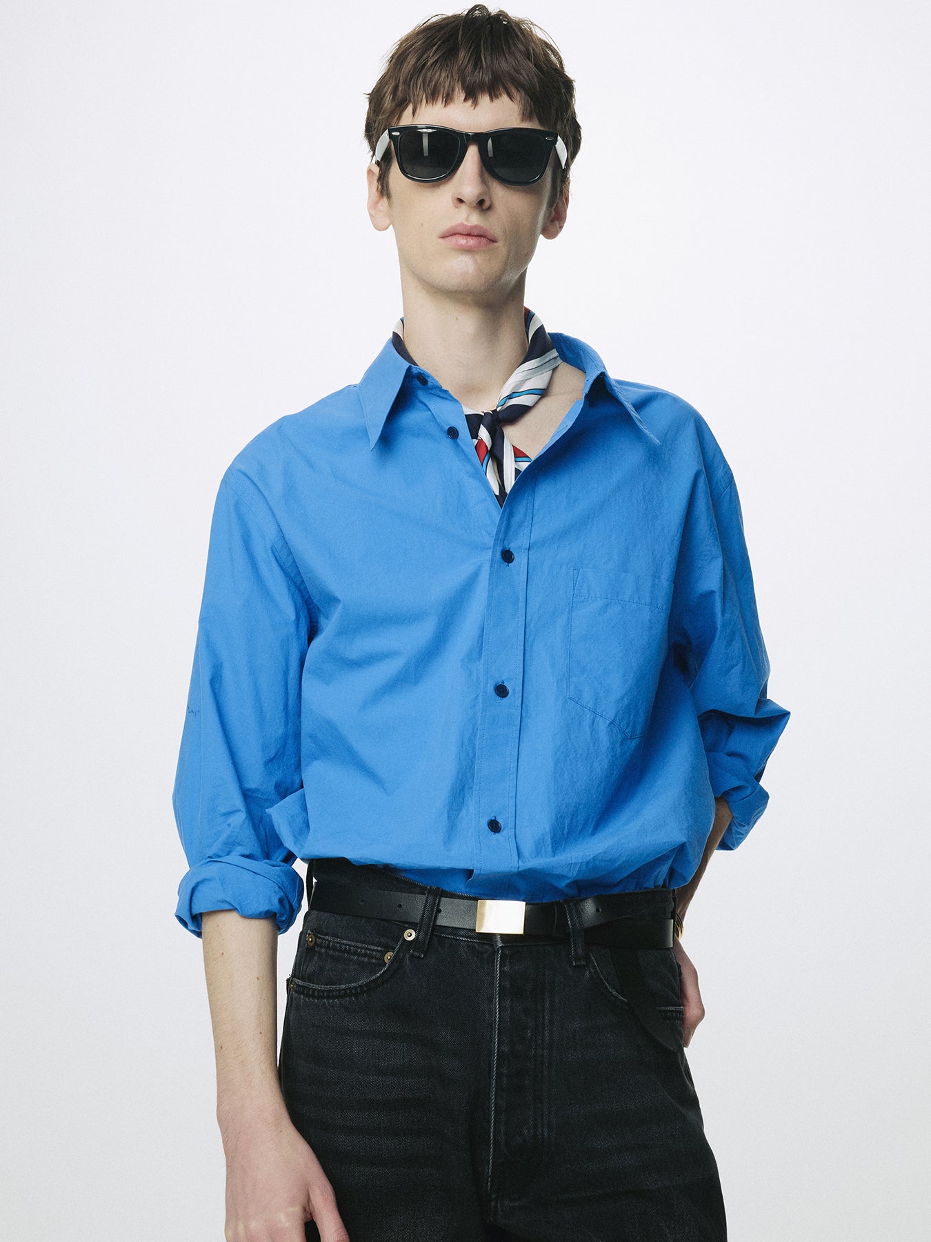 WASHED COTTON SHIRT_ CELTIC BLUE
