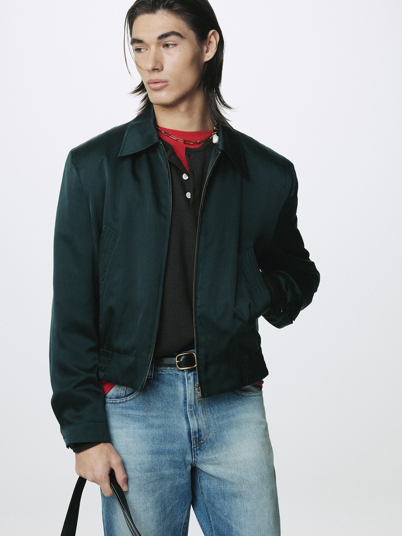 SILK COTTON SWING JACKET_ DARK GREEN