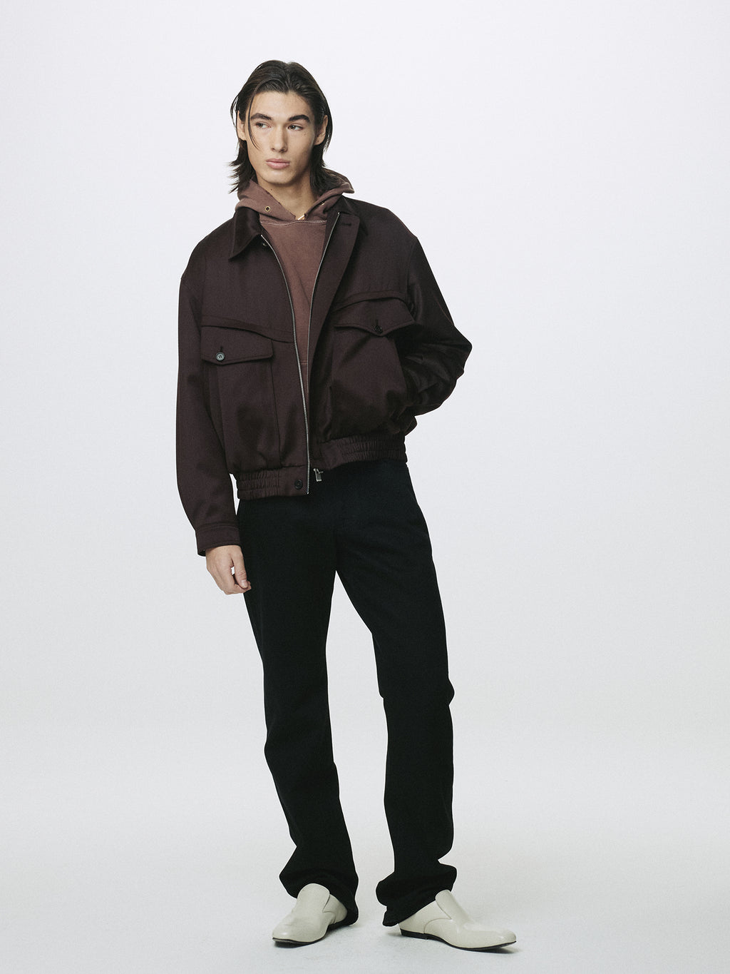 WOOL VISCOSE OVERSIZED BOMBER JACKET_ DARK BURGUNDY