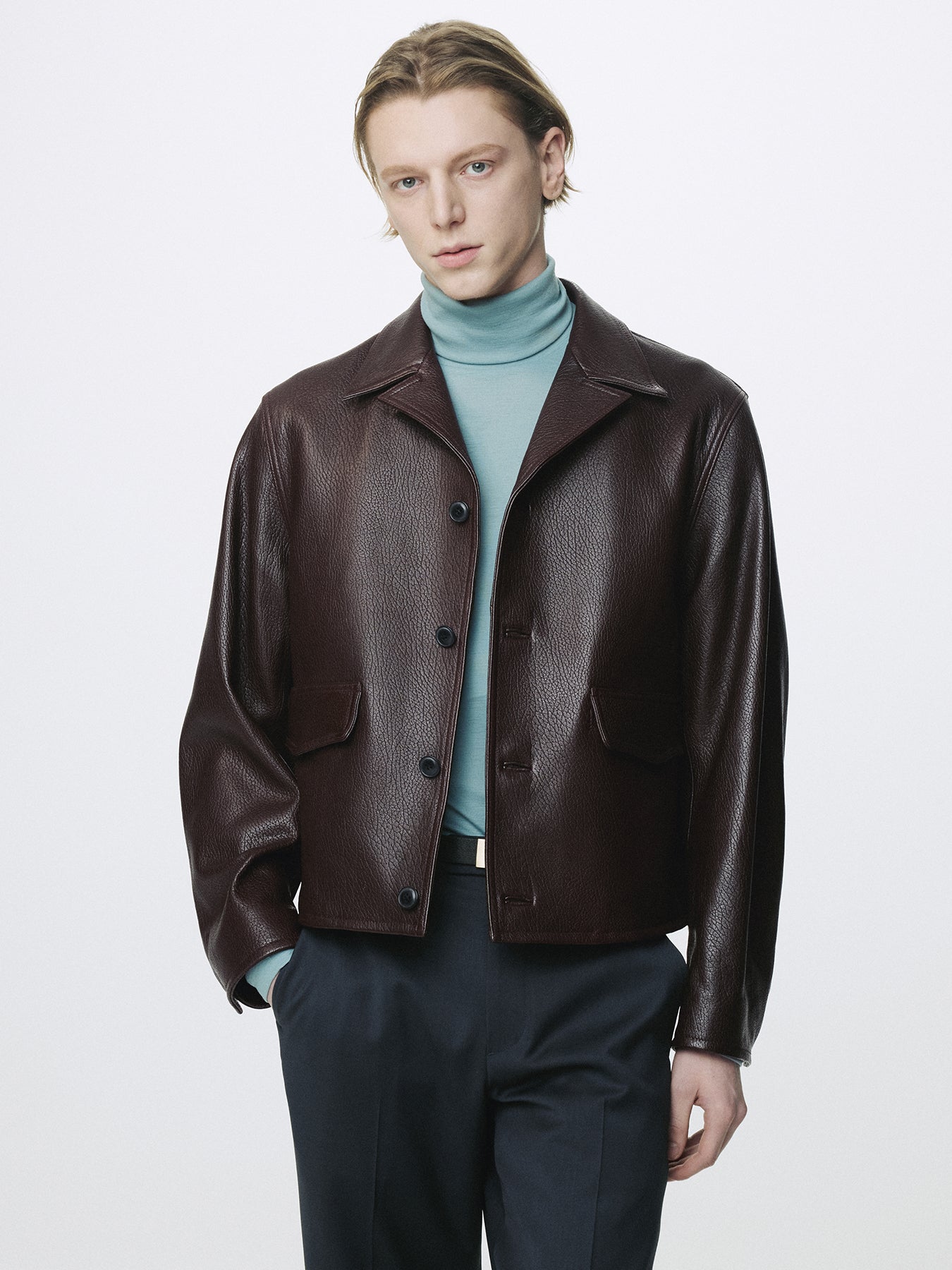 VINTAGE LAMB LEATHER BLOUSON_ BRICK BROWN