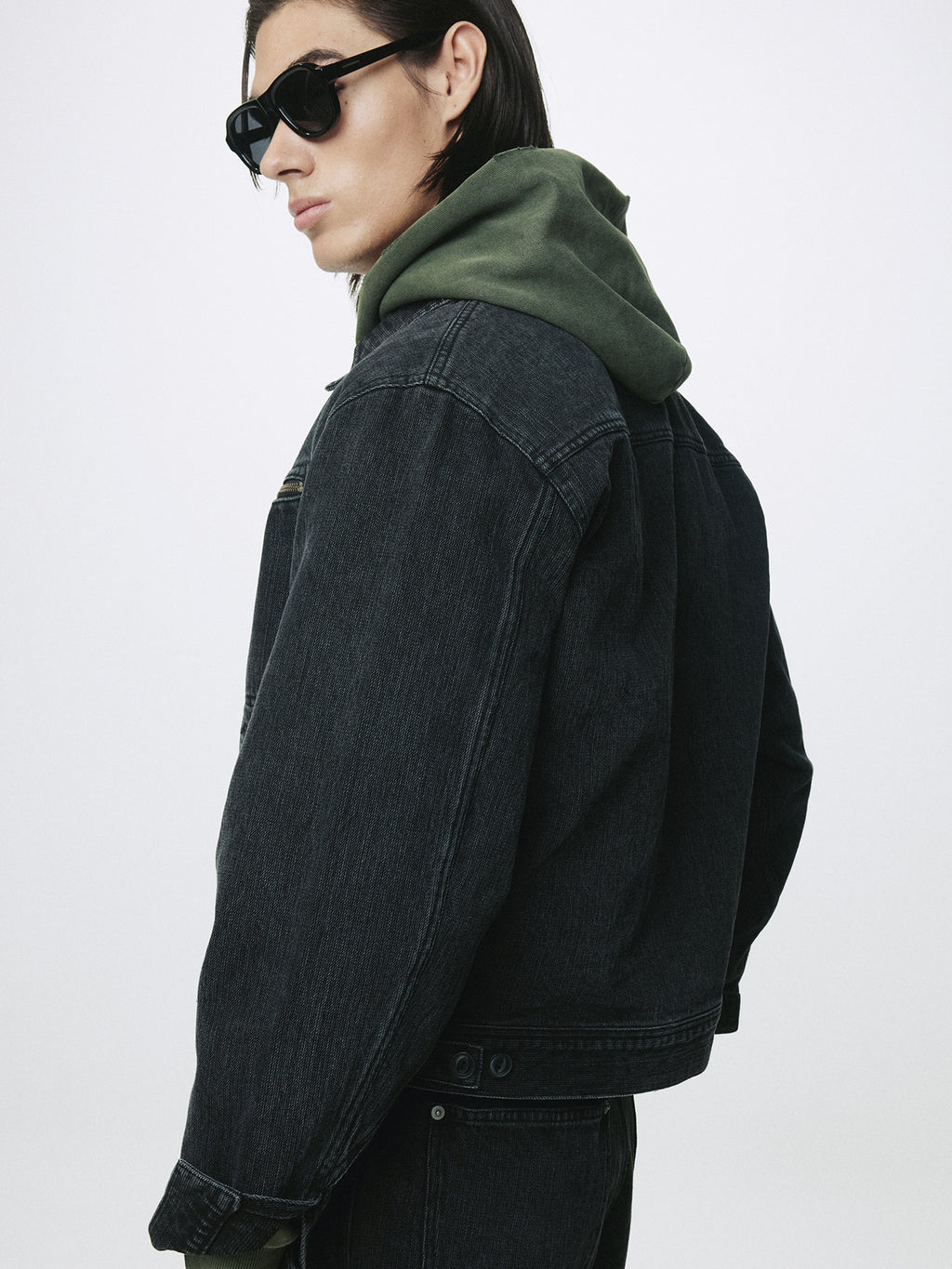CORD TWILL DENIM ZIPPRERD JACKET_ FADED BLACK