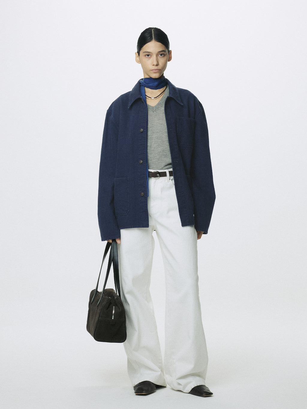 (W) GARMENT WASHED COTTON TWILL UTILITY JACKET_ PURPLE BLUE