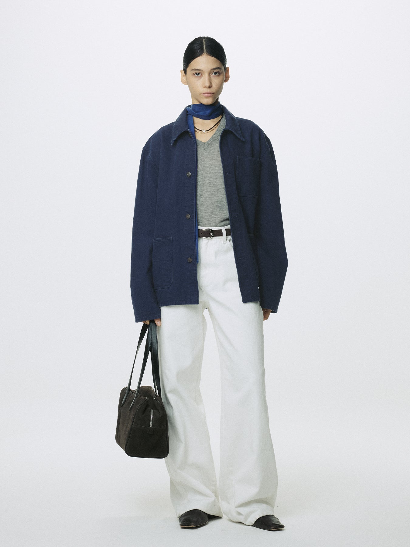 (W) GARMENT WASHED COTTON TWILL UTILITY JACKET_ PURPLE BLUE
