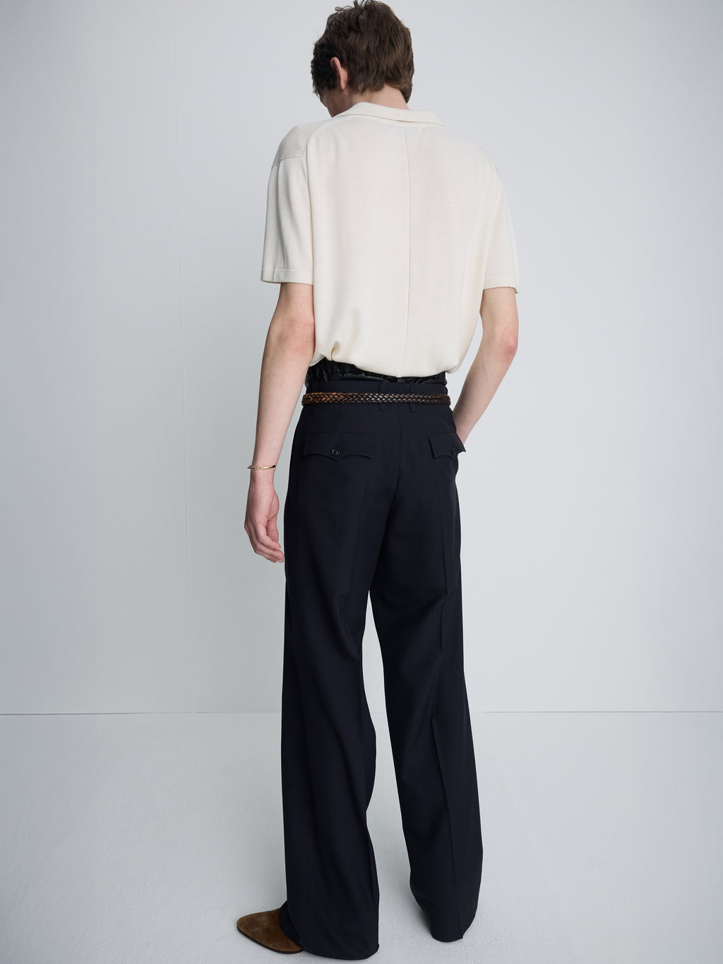 SILK CASHMERE OPEN COLLAR KNIT_ ECRU