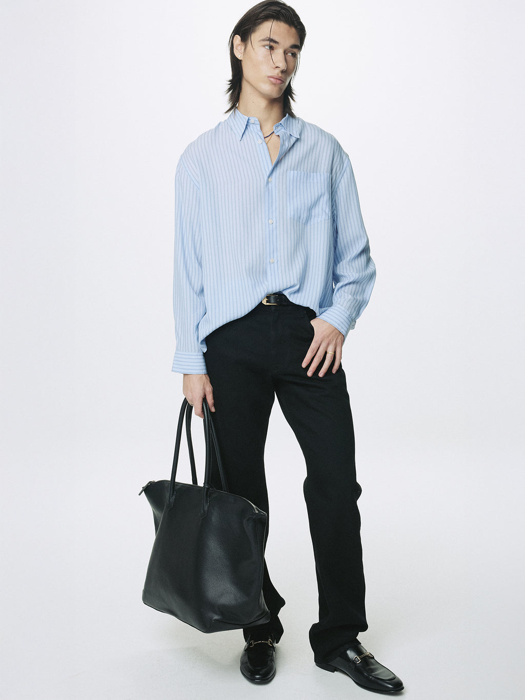 STRIPED LYOCELL SHIRT (JAPANESE FABRIC)_ SKYBLUE STRIPE