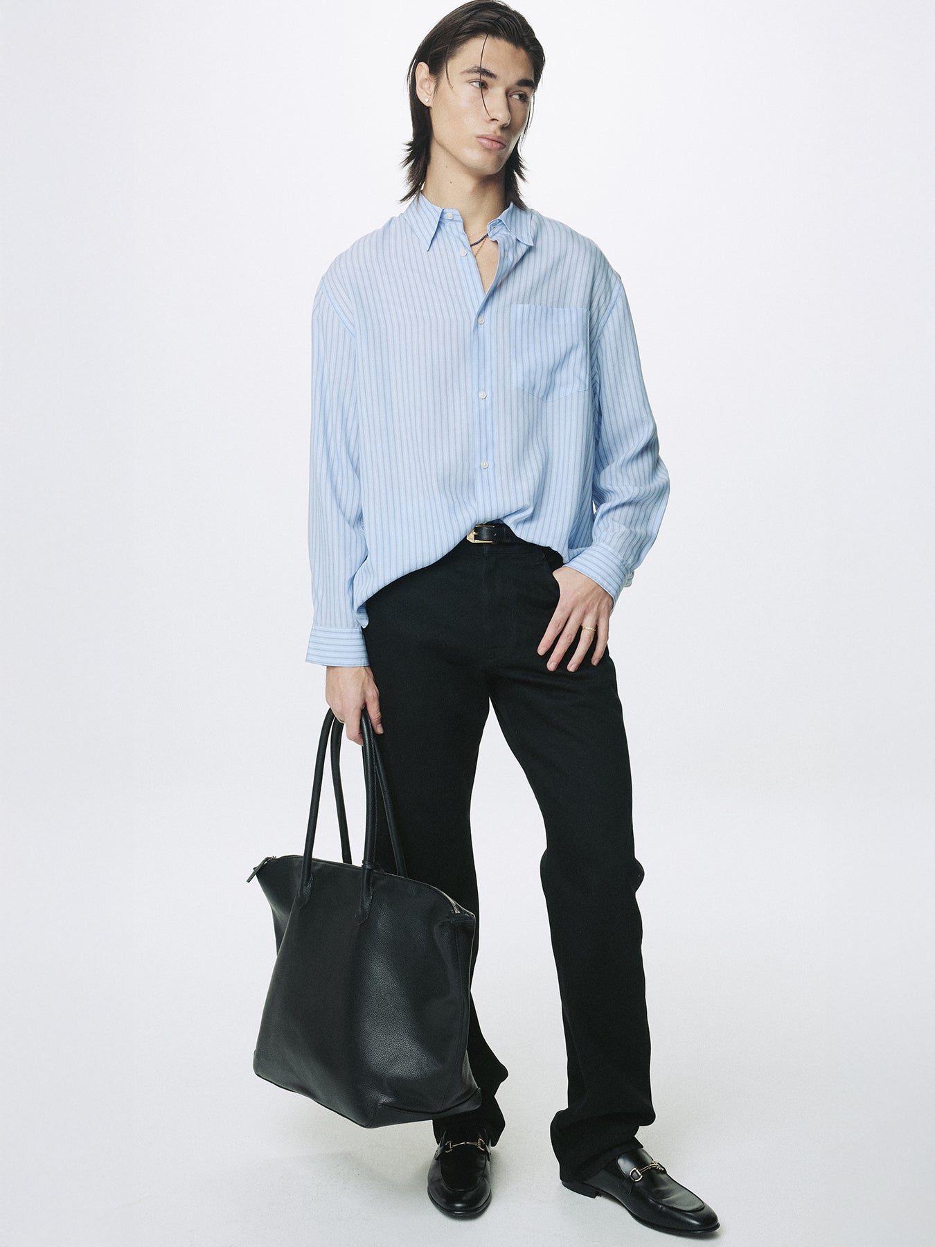 STRIPED LYOCELL SHIRT (JAPANESE FABRIC)_ SKYBLUE STRIPE