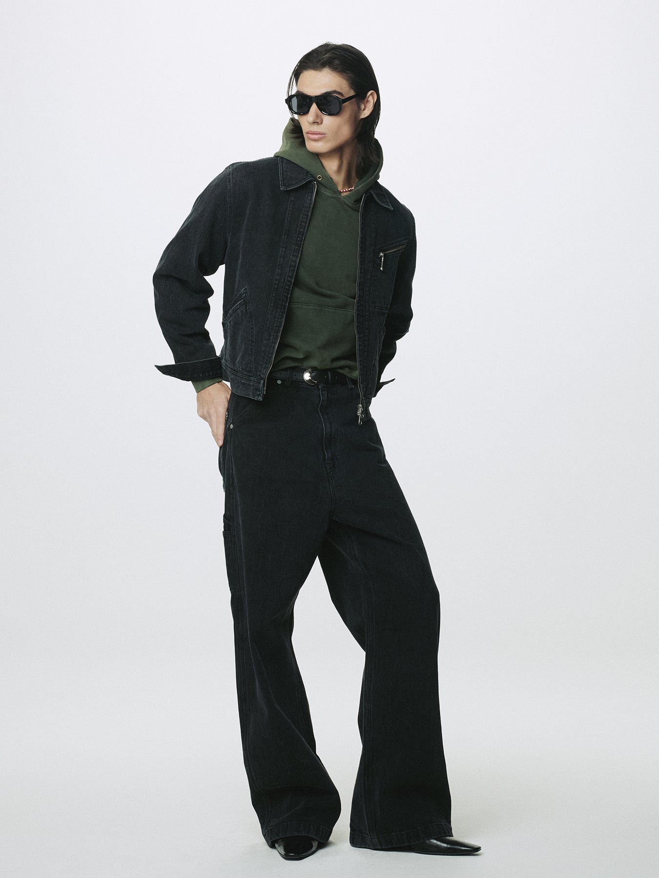 CORD TWILL DENIM WORK PANTS_ FADED BLACK