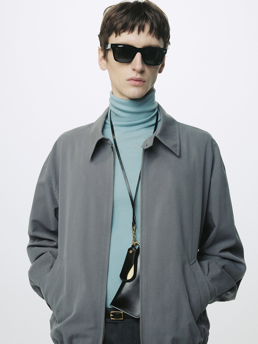 WASHED COTTON LYOCELL BLOUSON JACKET_ FADED CARBON