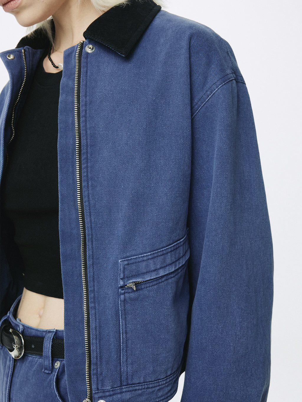 (W) CROPPED WORK JACKET_ WASHED BLUE