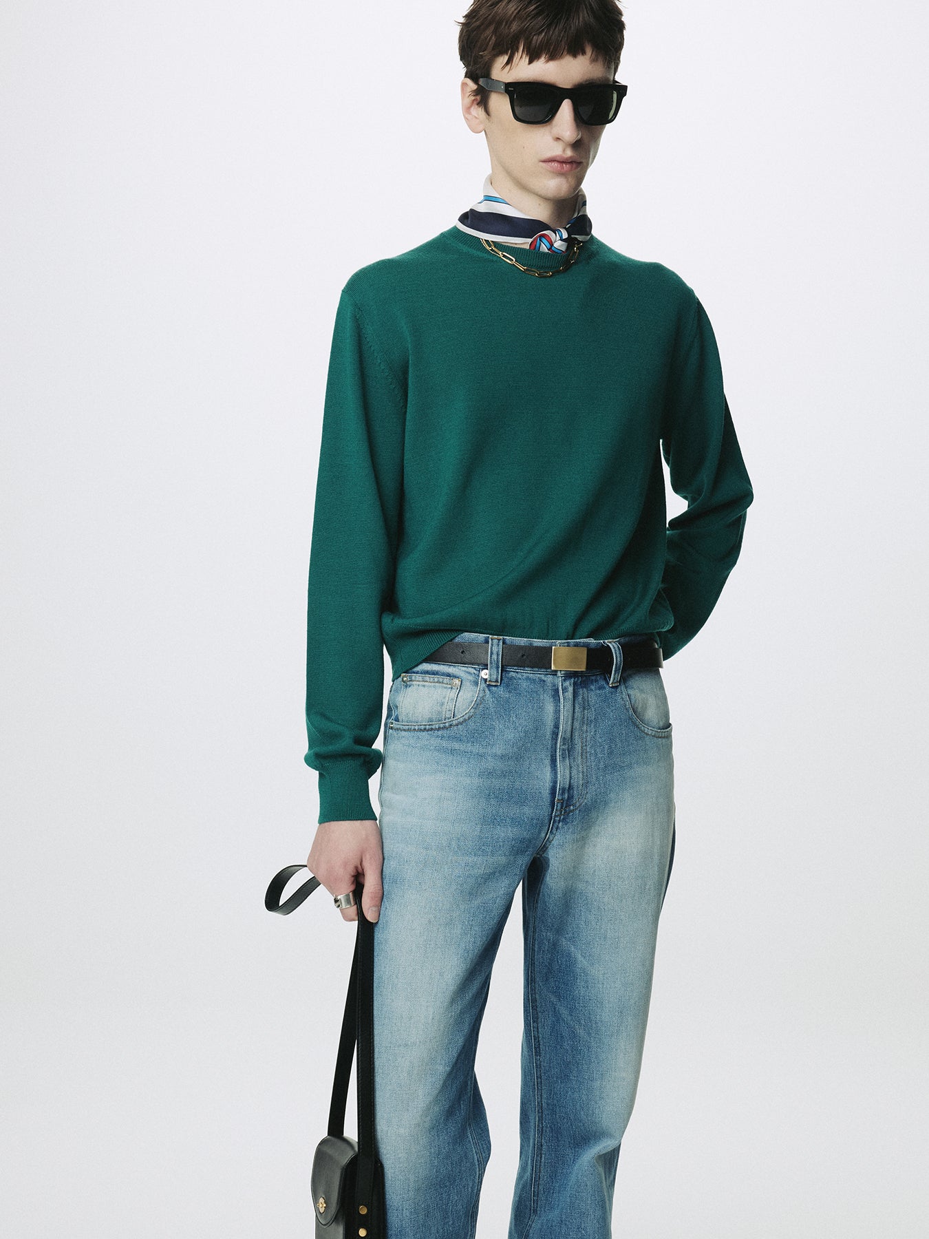 SPRING WOOL CREW NECK KNIT_ SEA GREEN