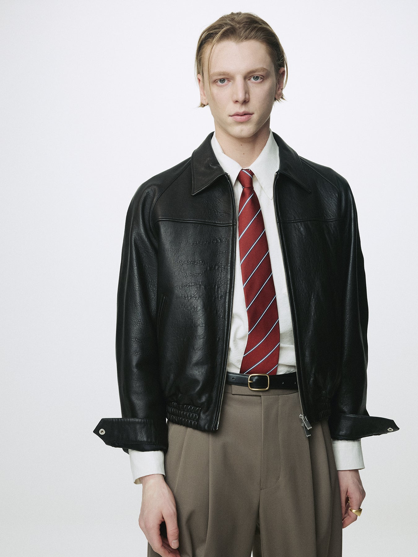 VINTAGE LAMB LEATHER BOMBER JACKET_ BLACK