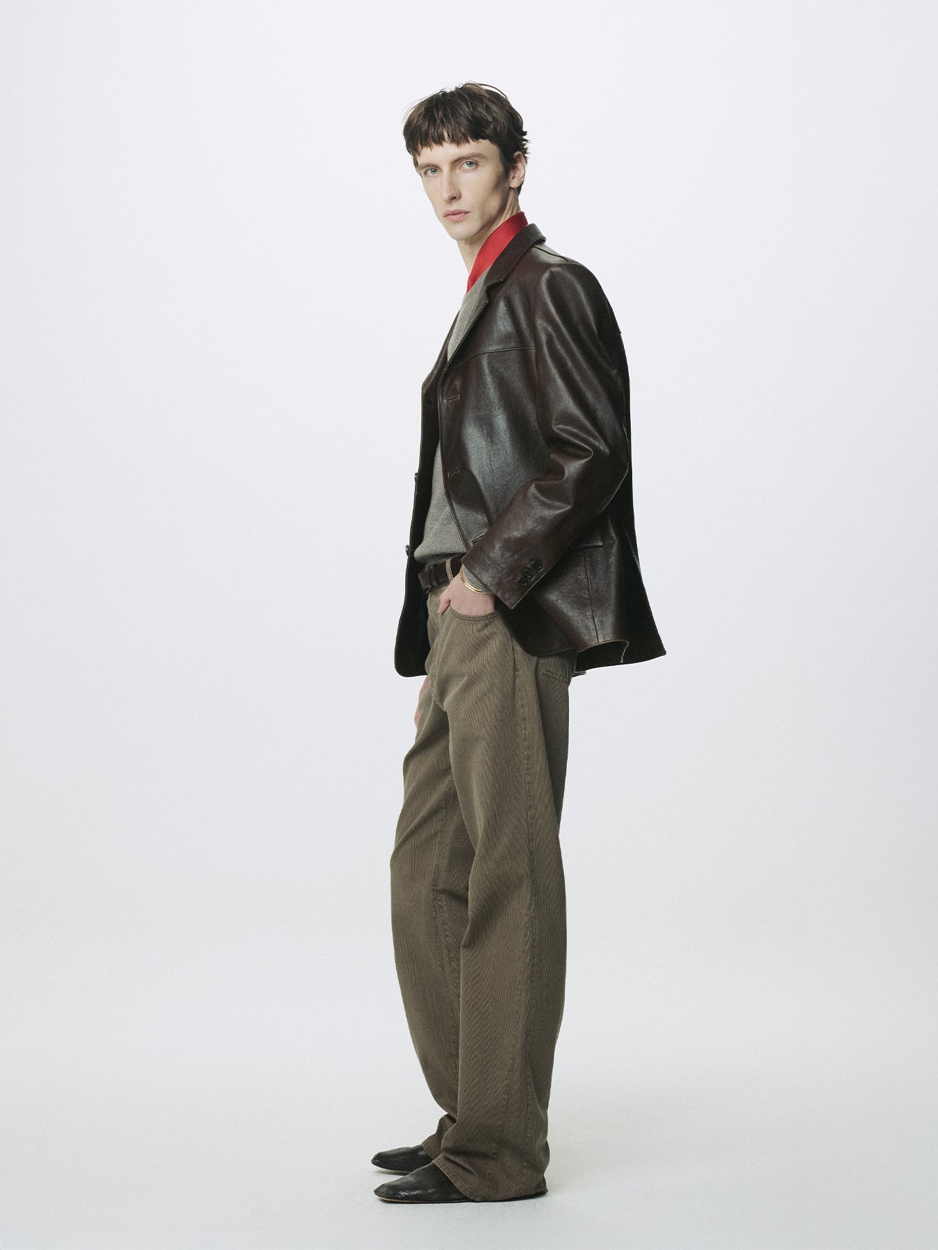 WASHED CORD COTTON FLARE PANTS_ VINTAGE BROWN