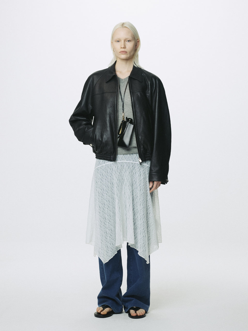 (W) LACE DRAPED SKIRT_ OFF WHITE