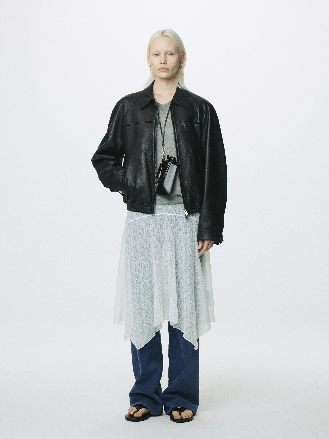 (W) LACE DRAPED SKIRT_ OFF WHITE