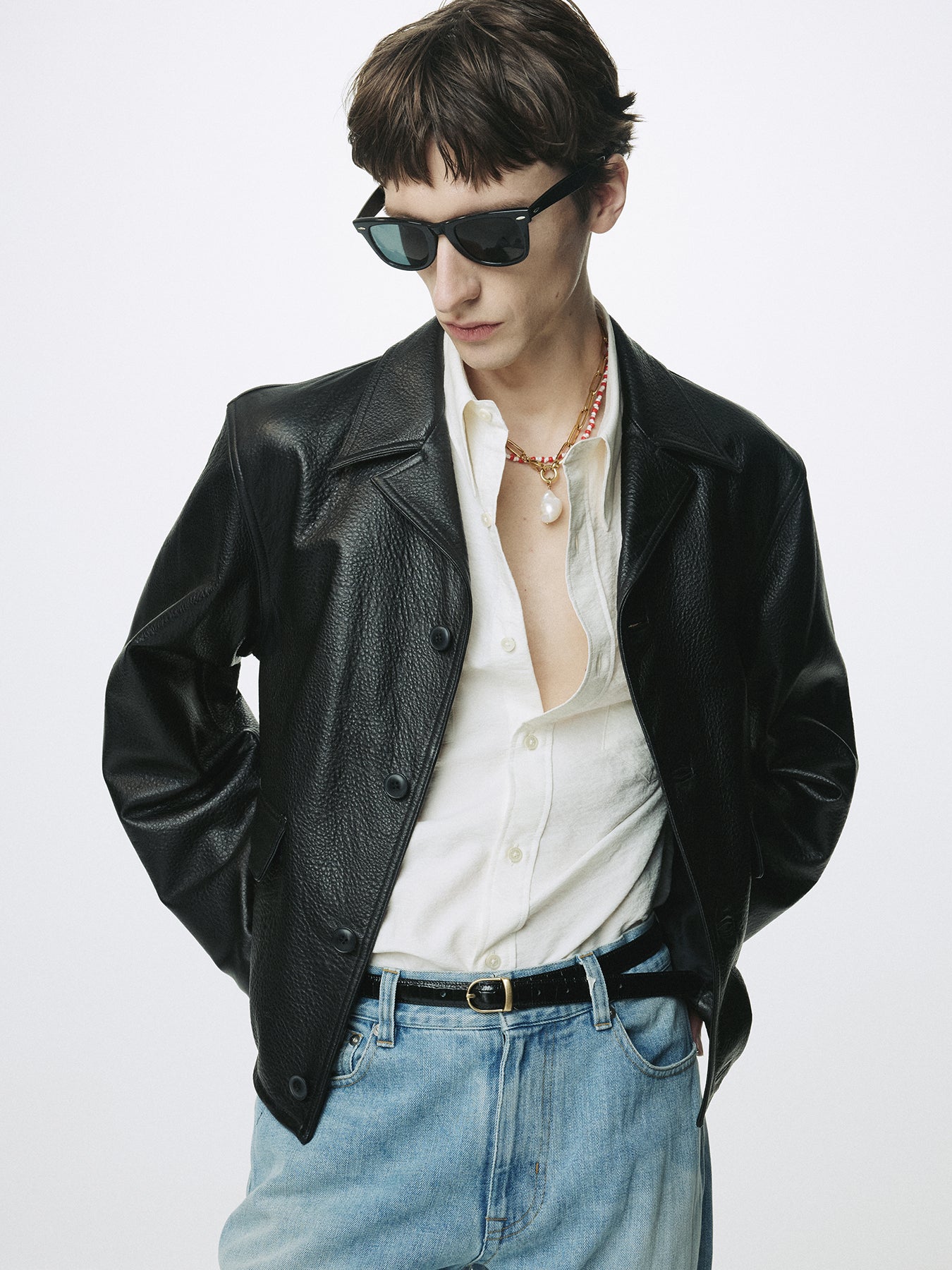 VINTAGE LAMB LEATHER BLOUSON_ BLACK