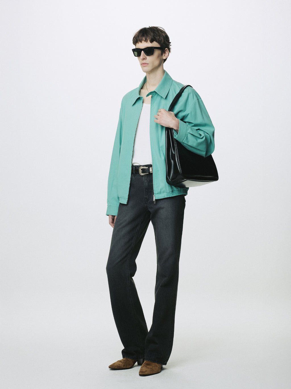 OIL PULL UP LEATHER HOBO BAG_ BLACK