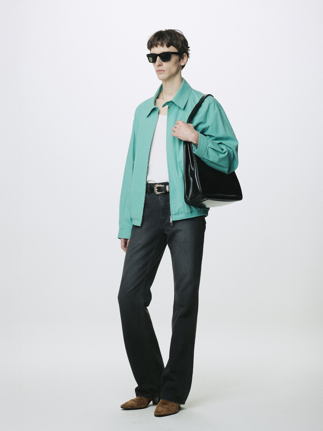 OIL PULL UP LEATHER HOBO BAG_ BLACK
