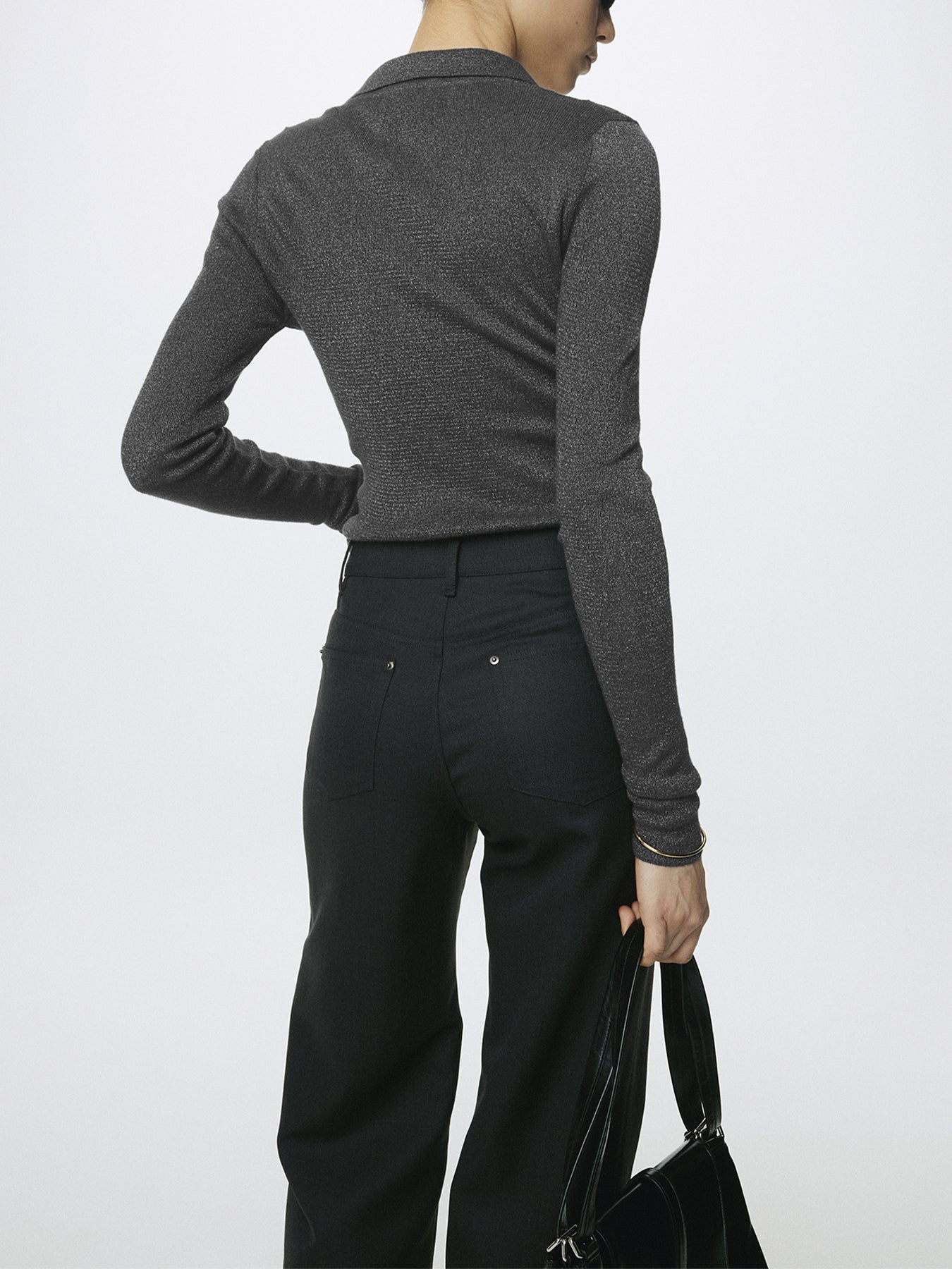 (W) WOOL 5 POCKET STRAIGHT PANTS_ DARK CHARCOAL