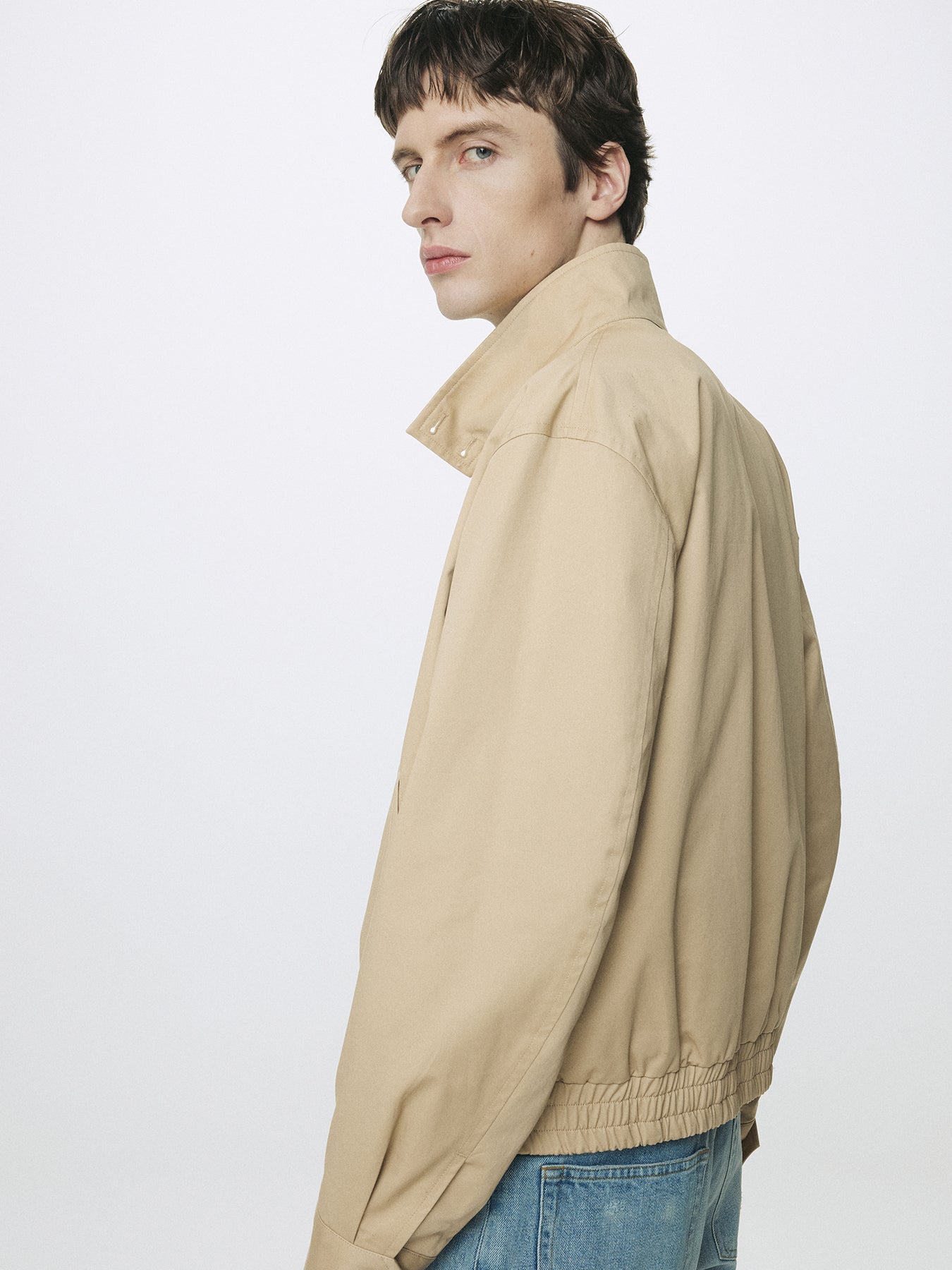 HIGH DENSITY COTTON HARRINGTON JACKET_ BEIGE