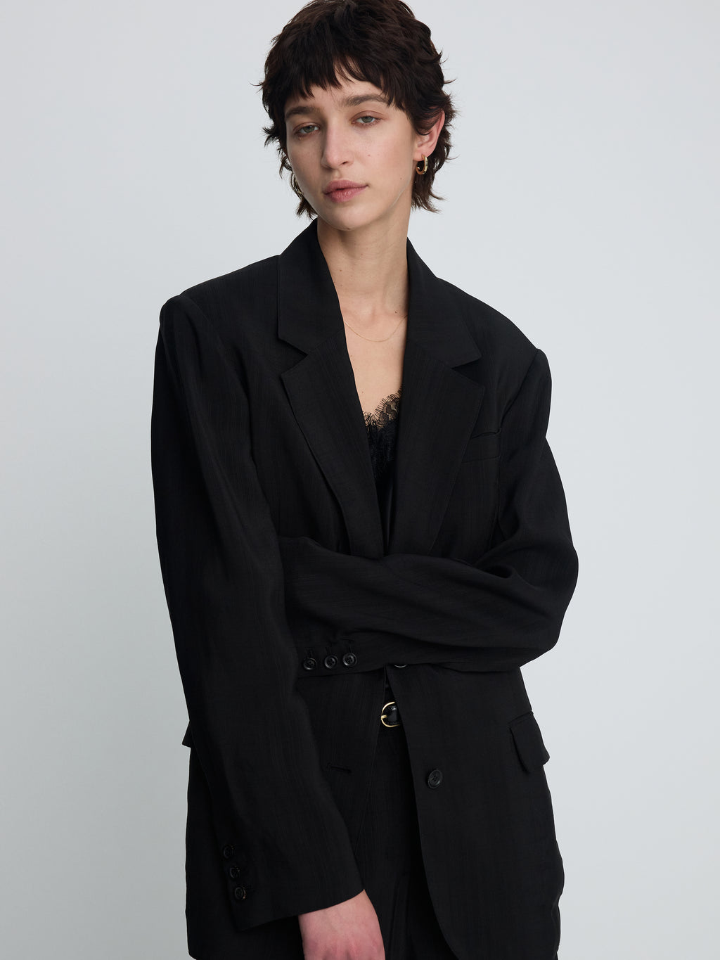 (W) AIRY TAILORED JACKET_ BLACK