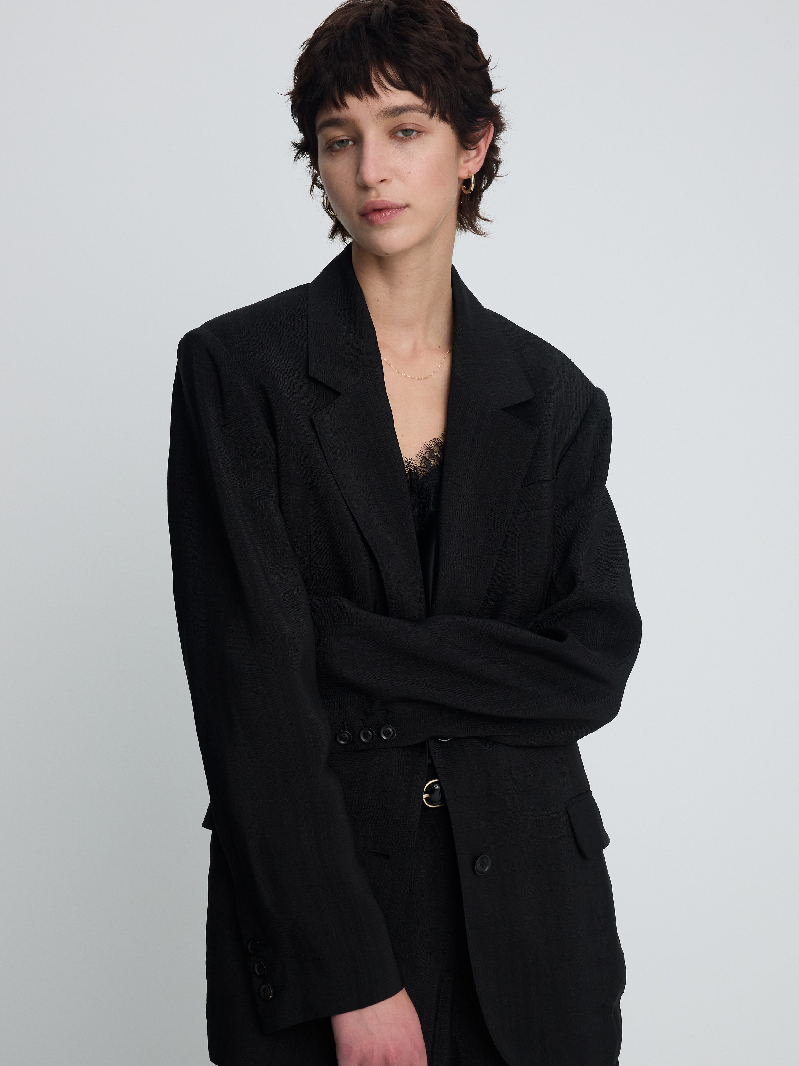 (W) AIRY TAILORED JACKET_ BLACK