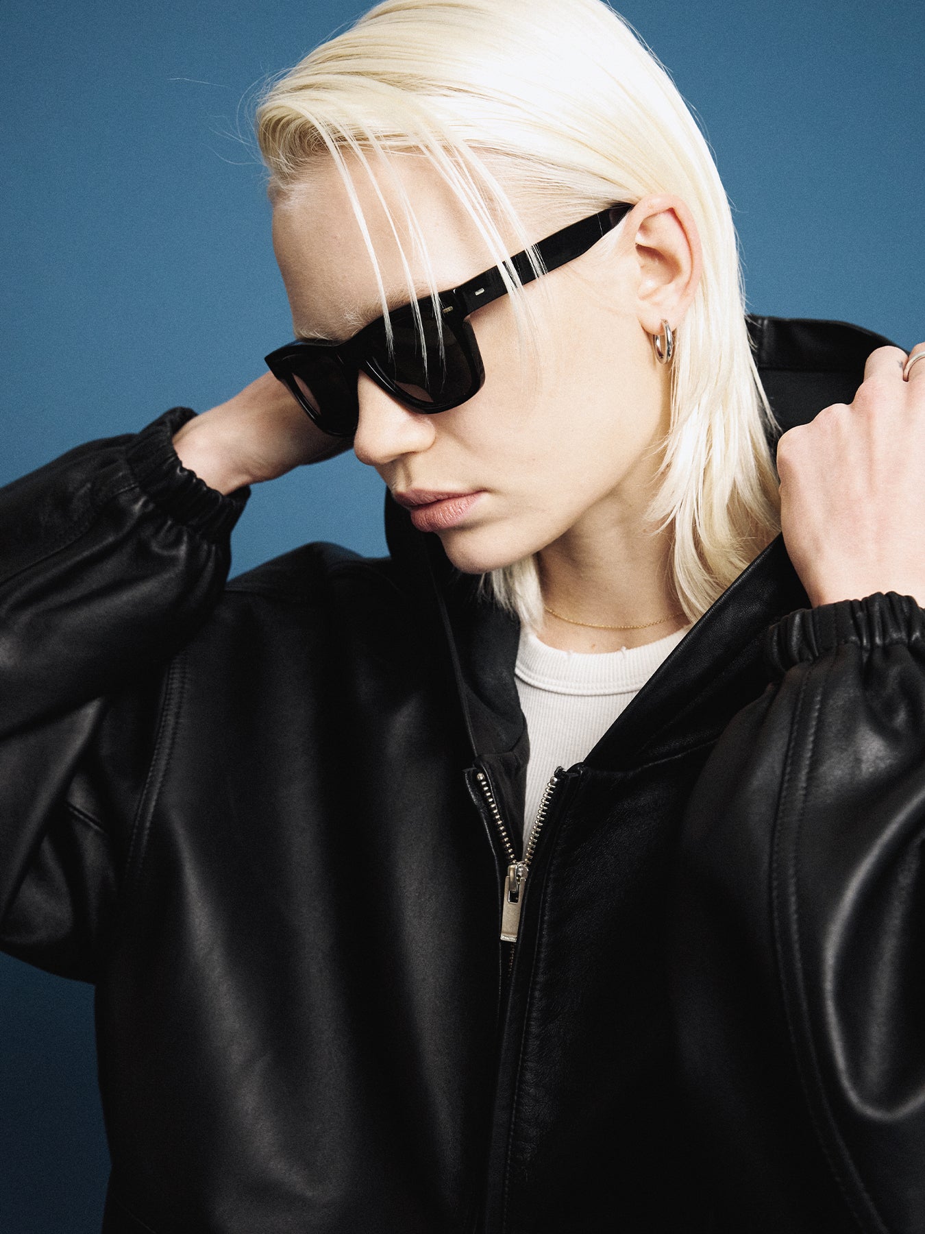(W) NAPPA LEATHER HOODIE JACKET_ BLACK