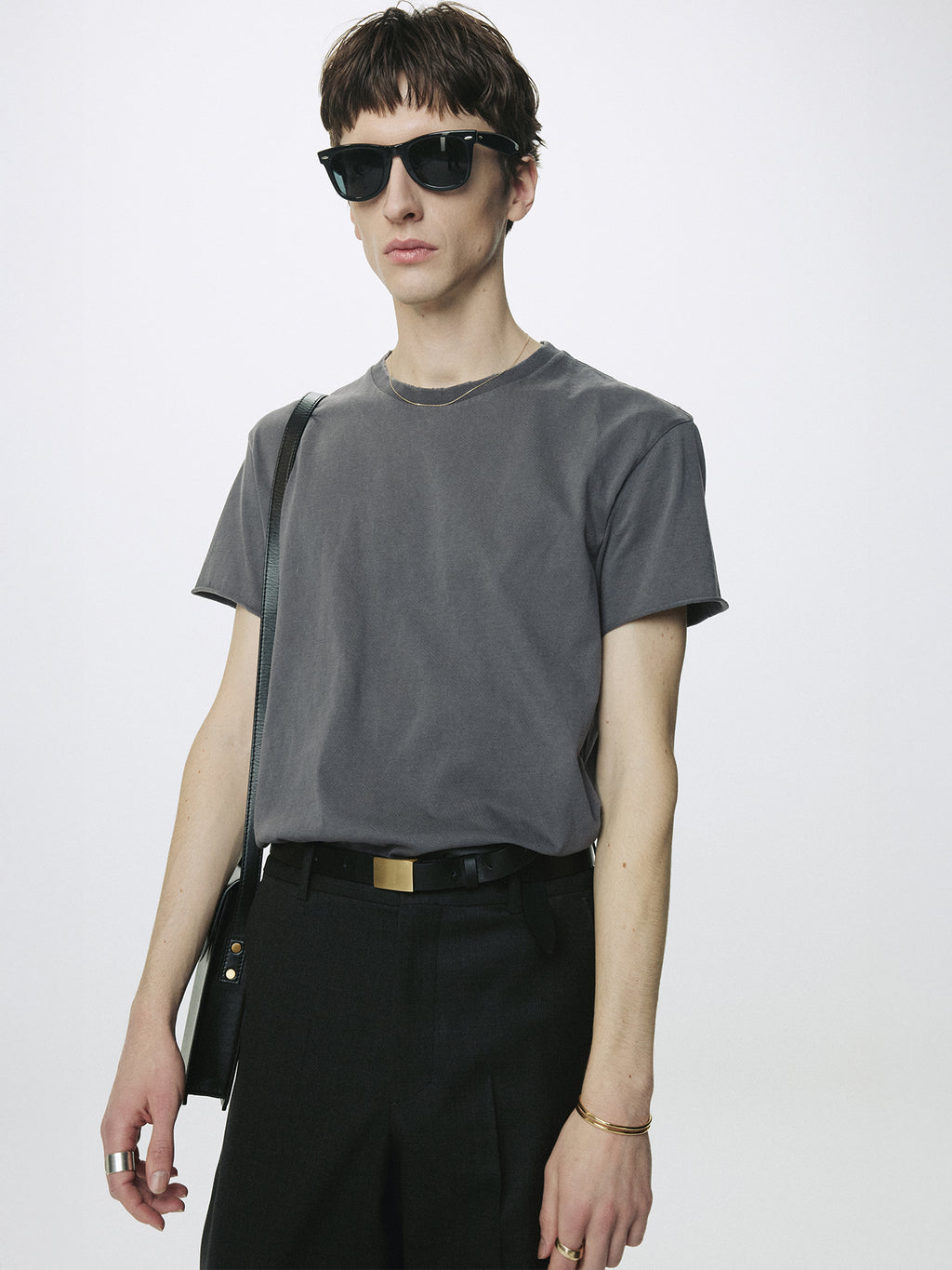 GARMENT DYED RAW EDGE T-SHIRT_ FADED CARBON