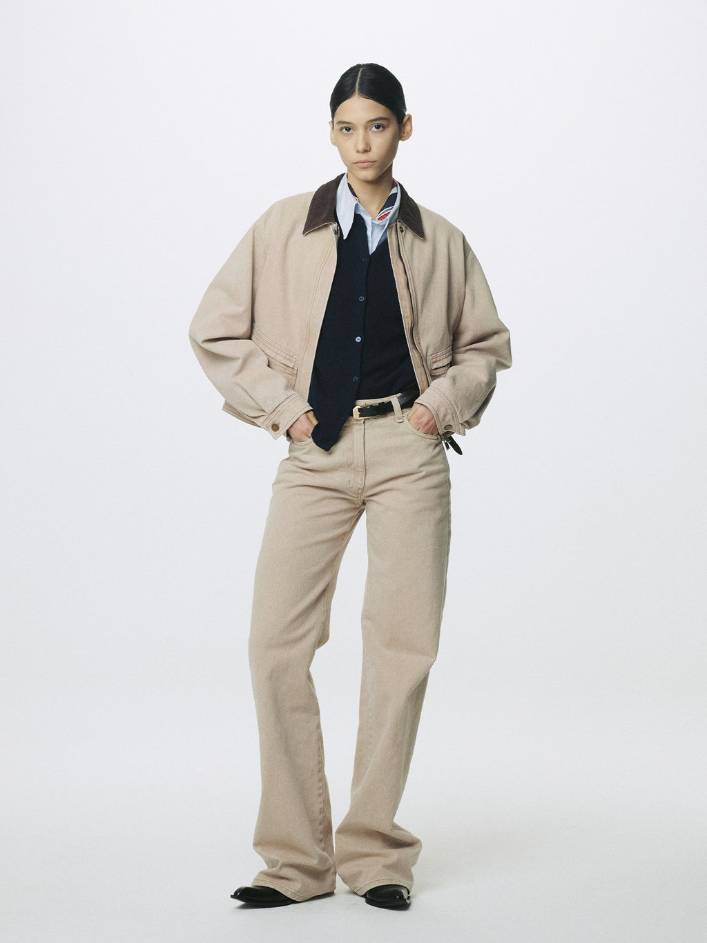 (W) CROPPED WORK JACKET_ WASHED BEIGE