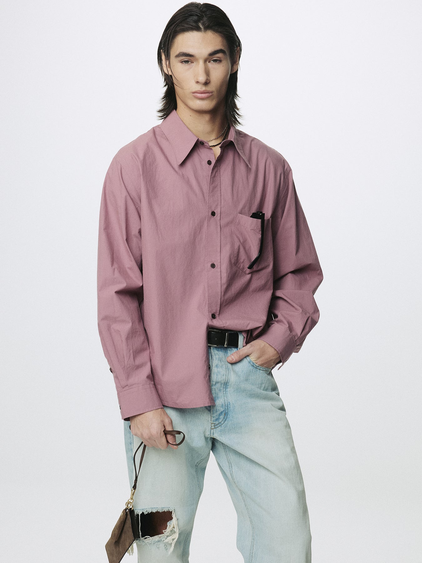 WASHED COTTON SHIRT_ DUSTY PINK