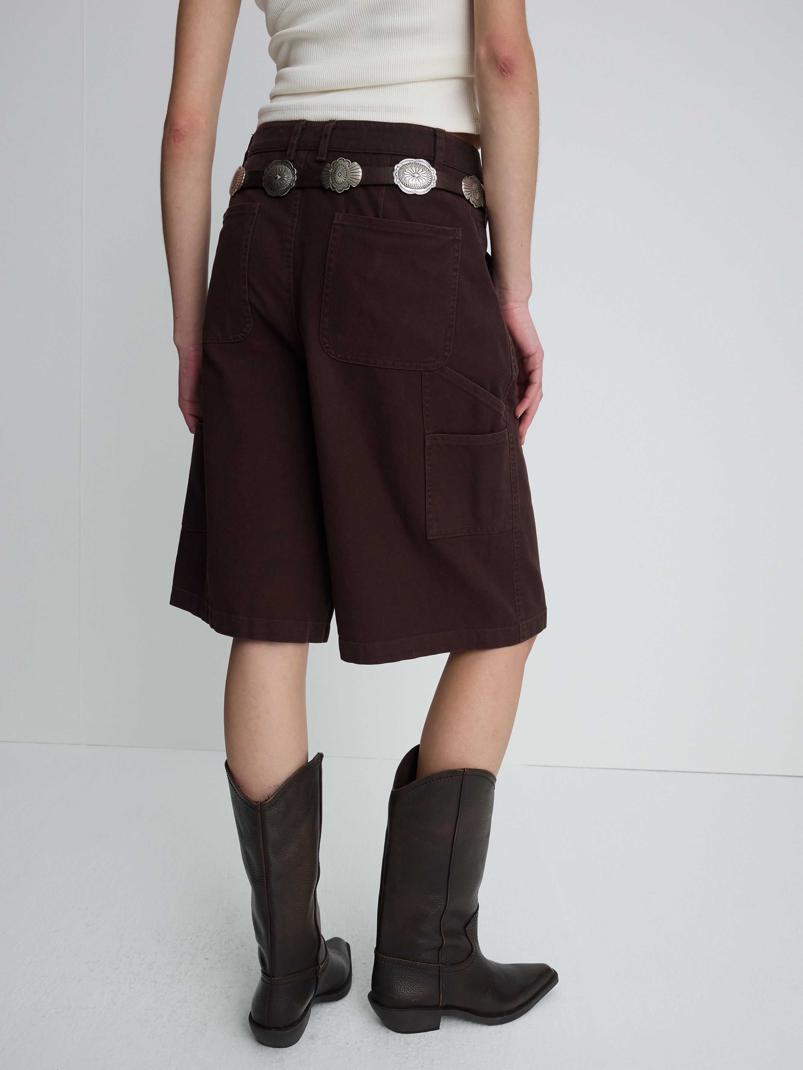 (W) COTTON RELAXED UTILITY SHORTS_ BURNT MARRON