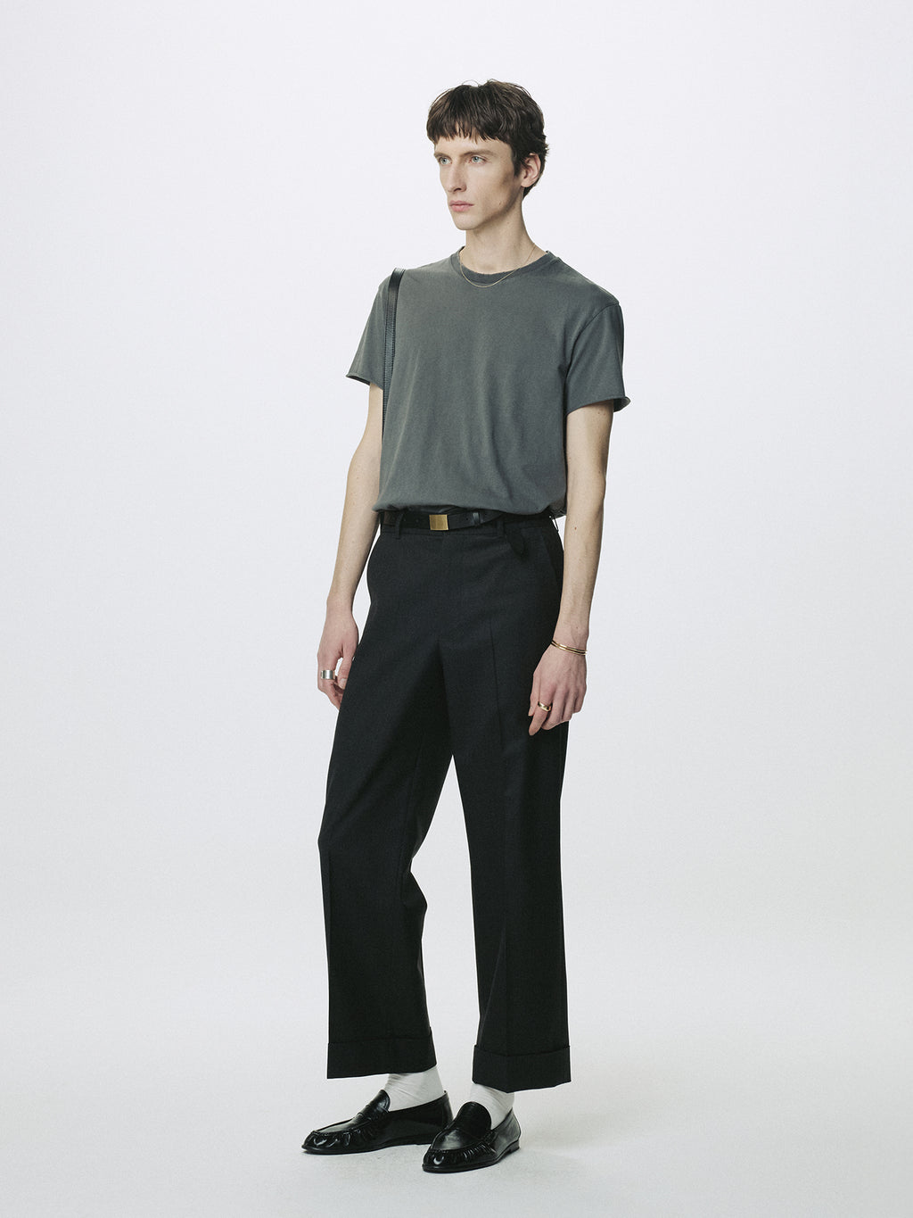 WOOL CUFFED TROUSERS_ CHARCOAL