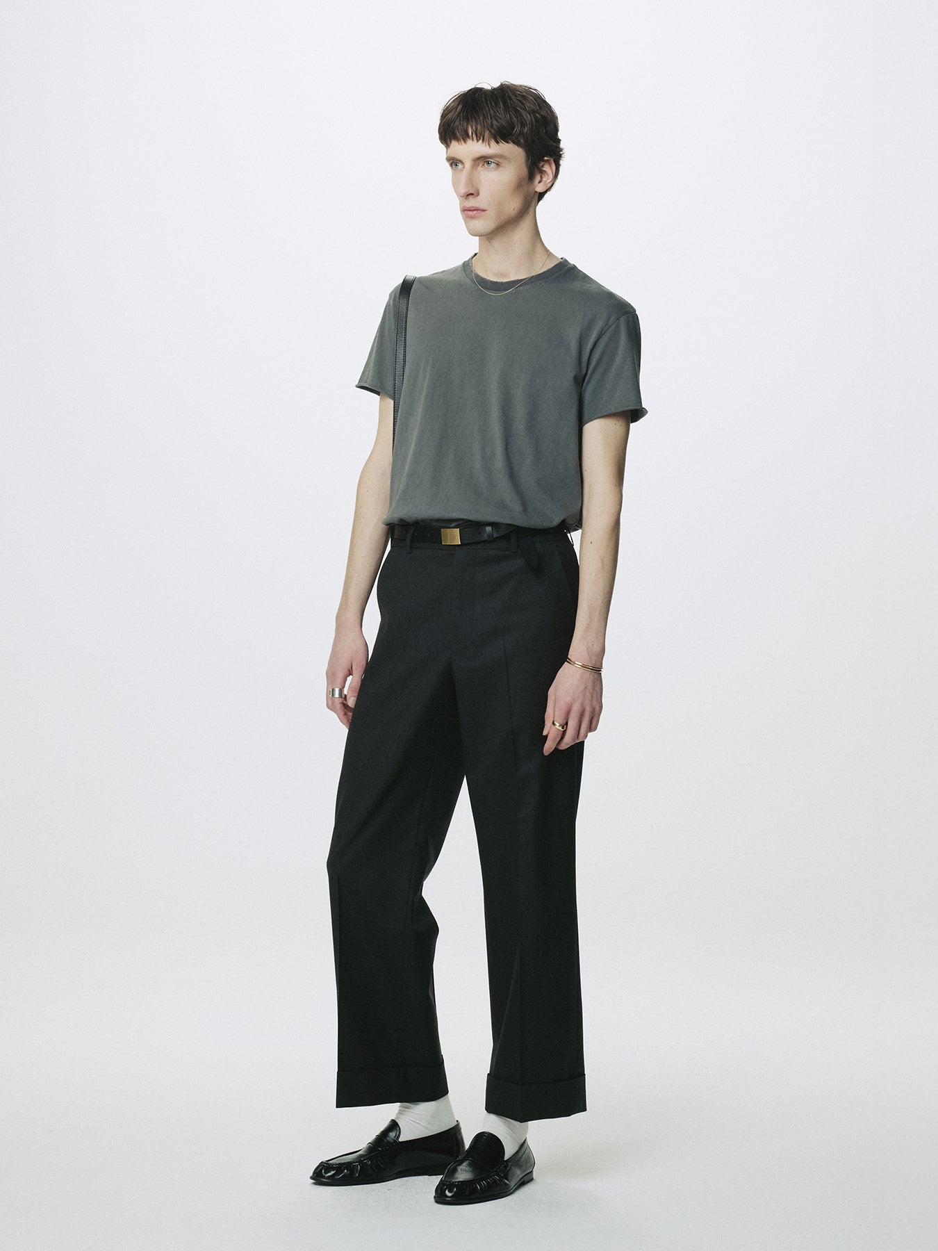 WOOL CUFFED TROUSERS_ CHARCOAL