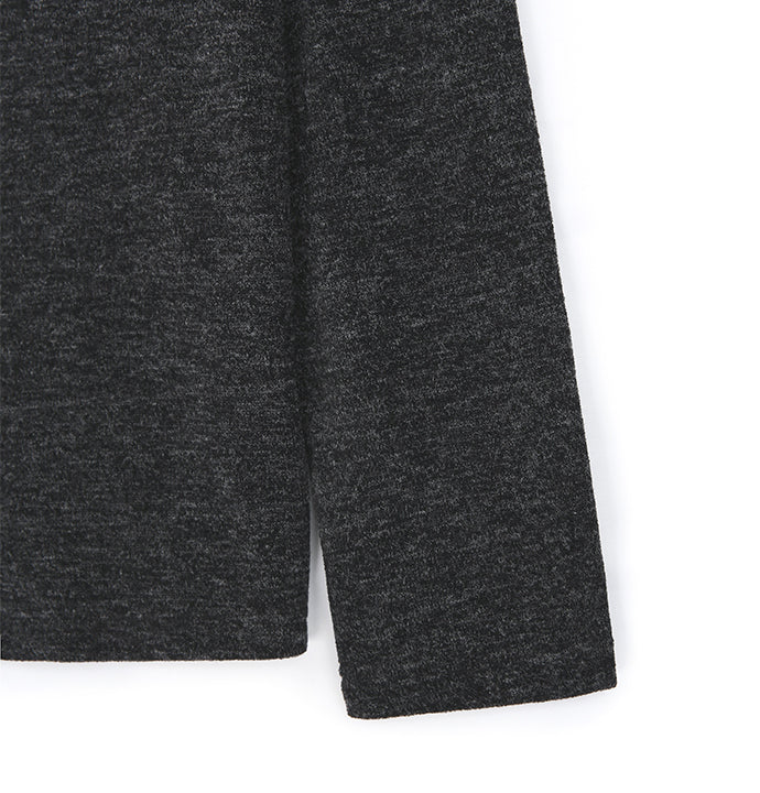 Twist-melange Long Sleeve Knit_ Melange Charcoal