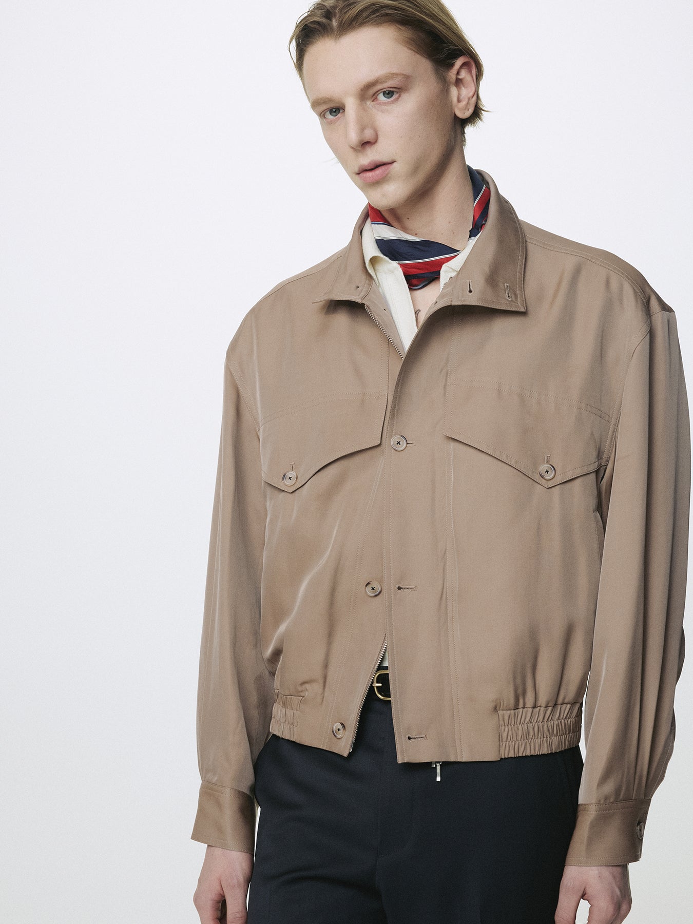 OVERSIZED STAND COLLAR BLOUSON_ SAND