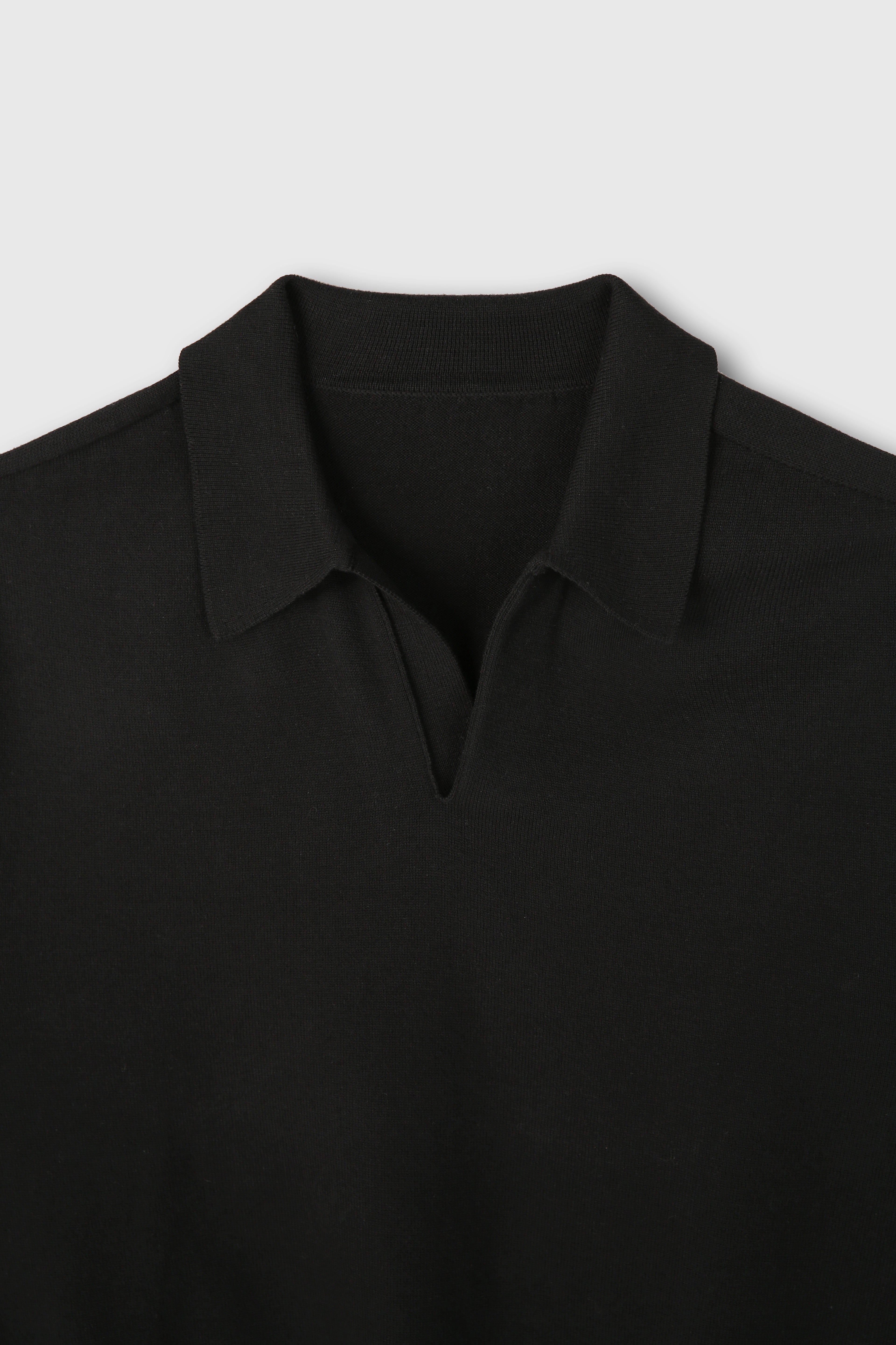 High Count Whole Garment Saddle Neck Knit_ Black