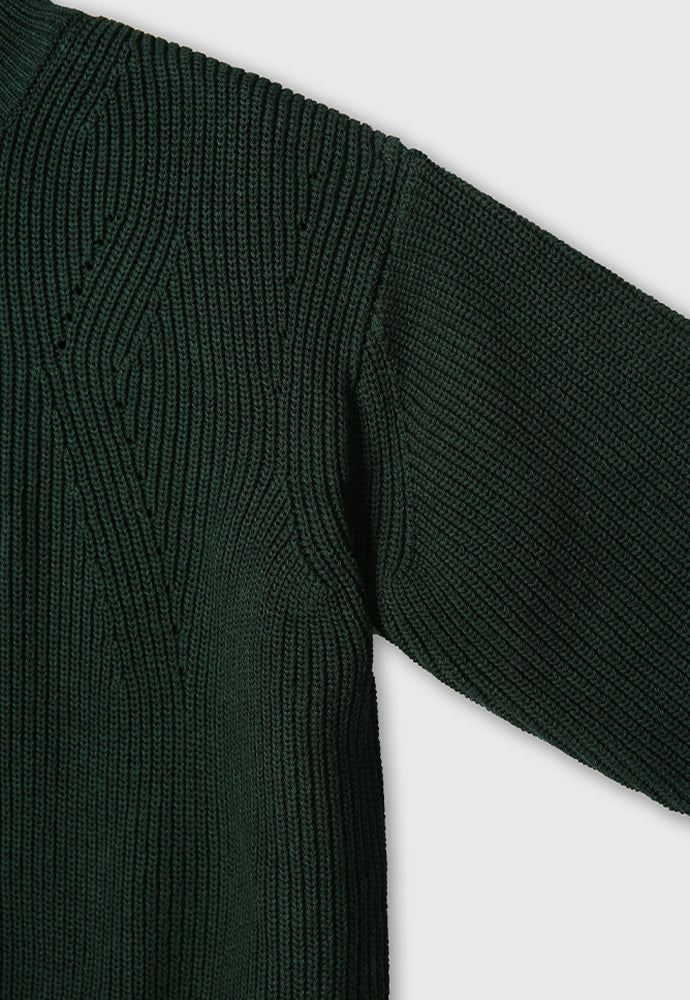 Italian Cotton Hard Twist Zip-up Knit_ Dark Green