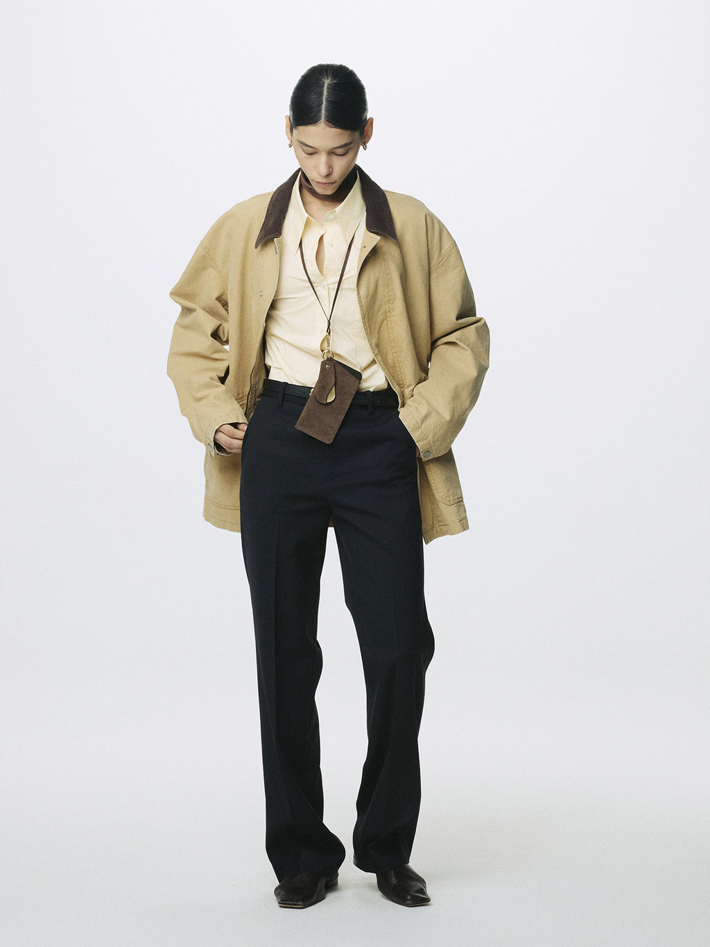 (W) COTTON HIGH-DENSITY SHIRT_ PALE YELLOW